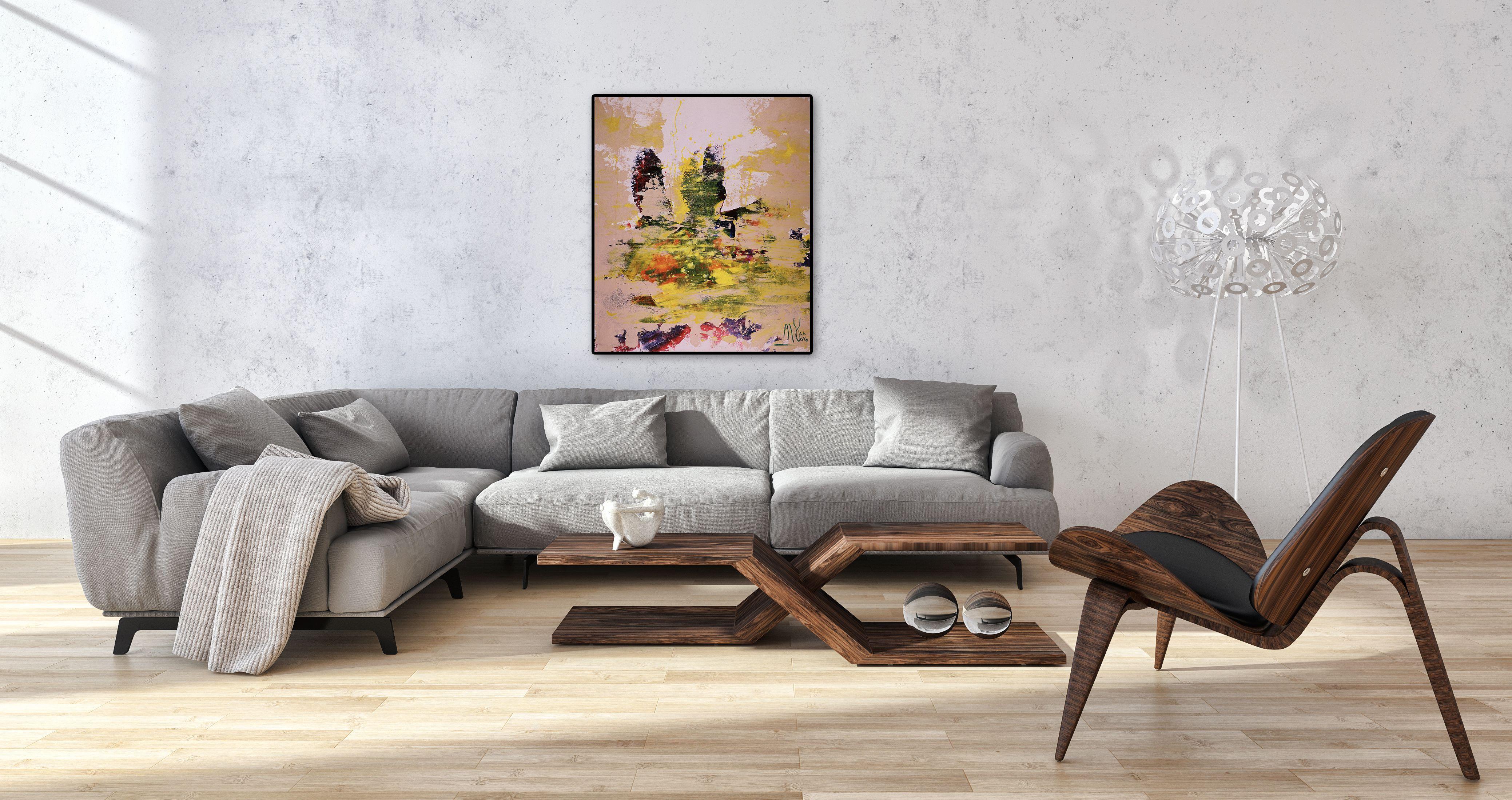 Campo di colore sparso, Pittura, Acrilico su tela - Abstract Painting Marrone di Nestor Toro