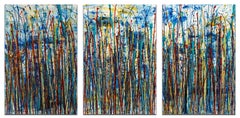 Sequel of a dream 2 (Garten) - Triptychon, Gemälde, Acryl auf Leinwand