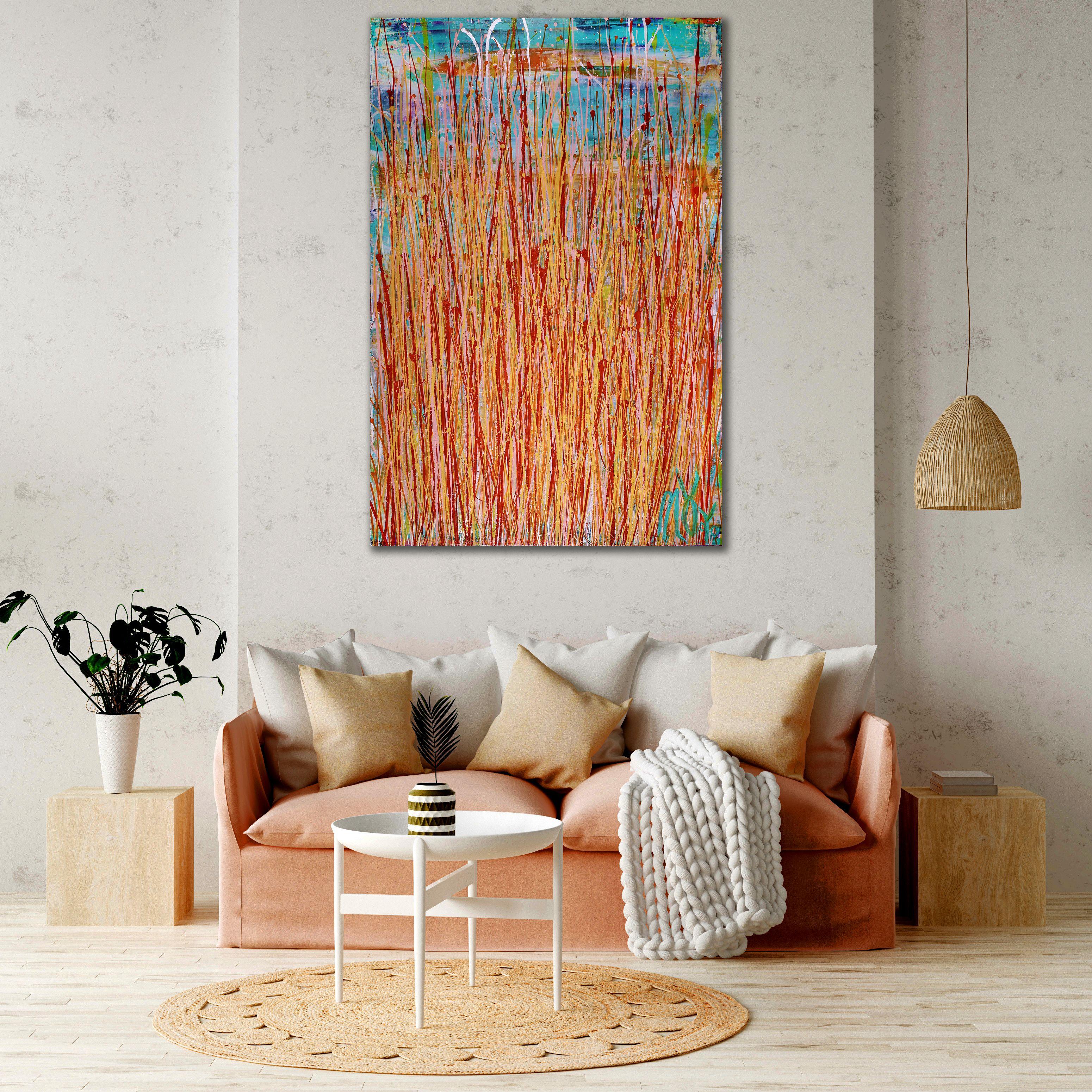 Shimmering Frequencies 2, Painting, Acrylic on Canvas - Brown Abstract Painting by Nestor Toro