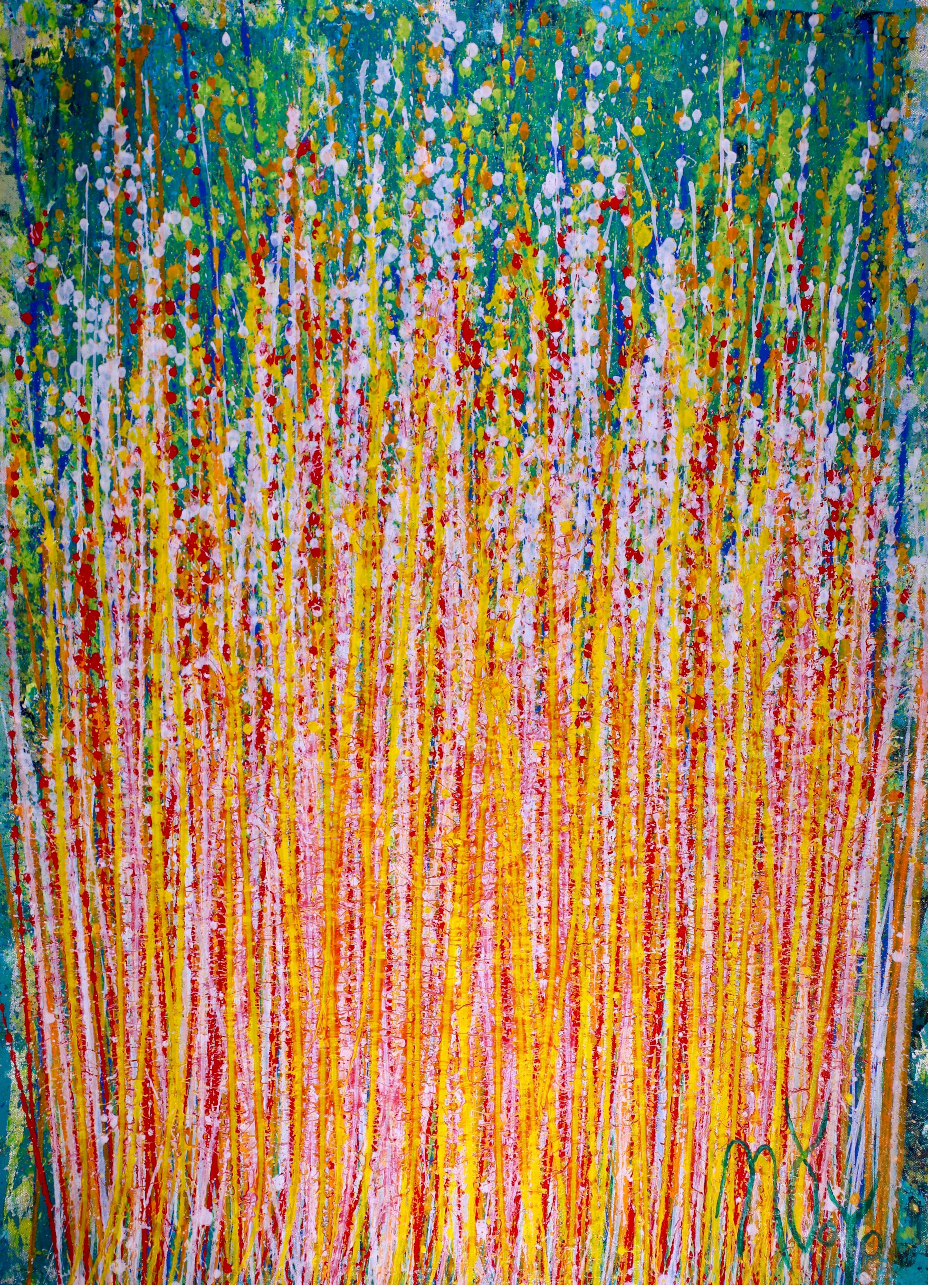 Nestor Toro Abstract Painting - Shimmering Frequencies 3, Painting, Acrylic on Canvas