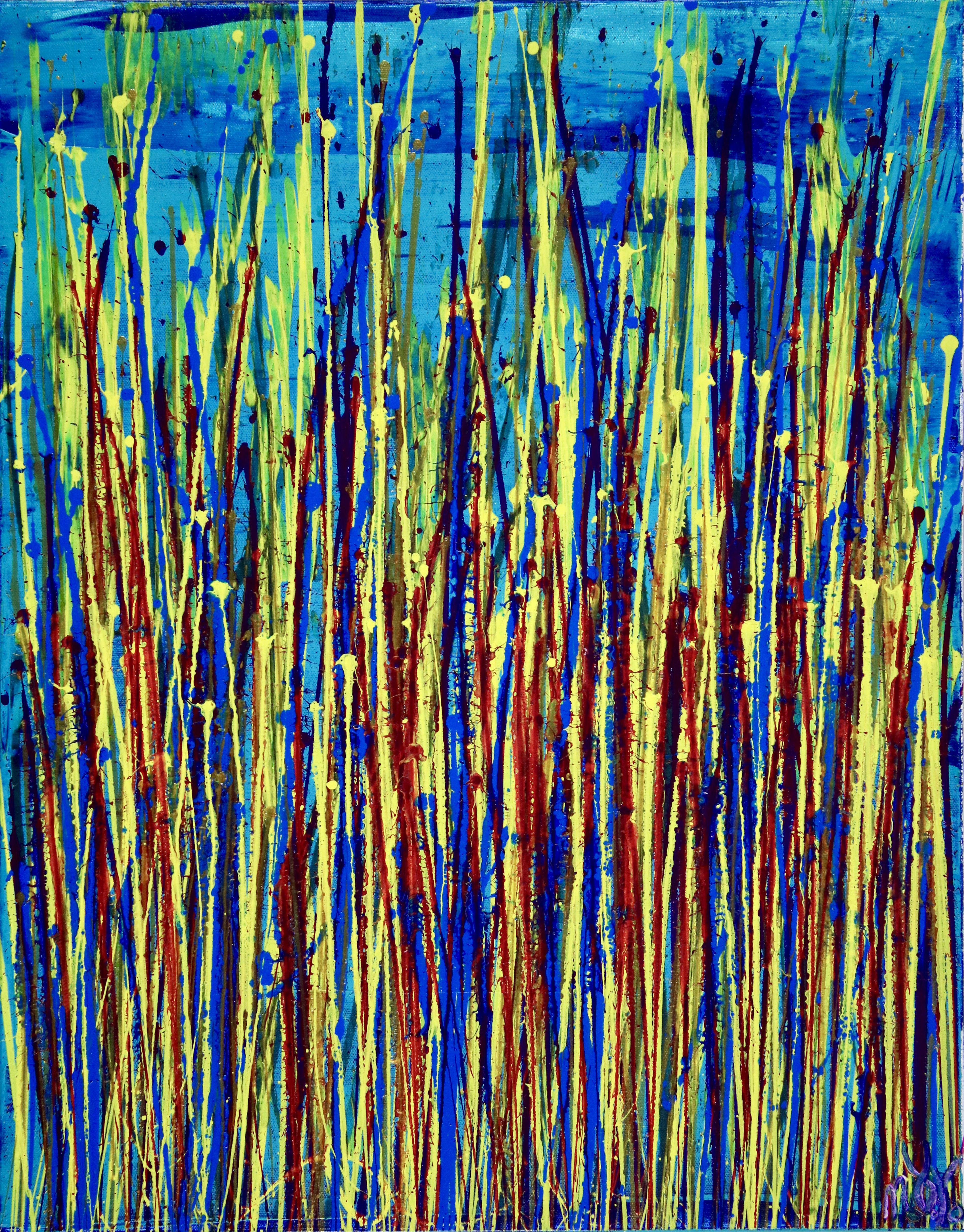 Nestor Toro Abstract Painting - Shimmering garden 2 (Flow state), Painting, Acrylic on Canvas