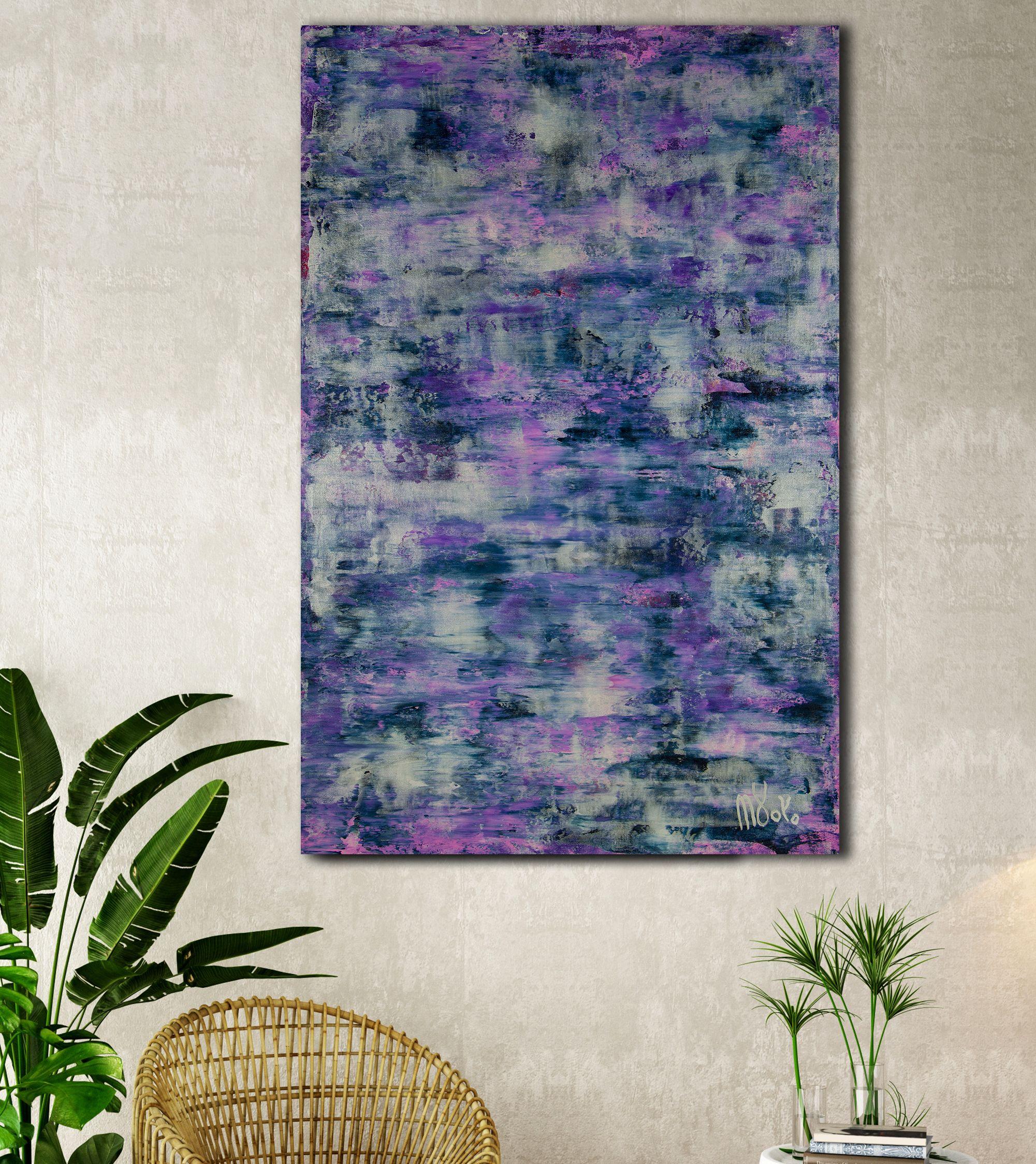 purple and silver painting