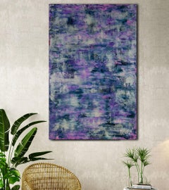 Silver clouds (Over Purple), Painting, Acrylic on Canvas