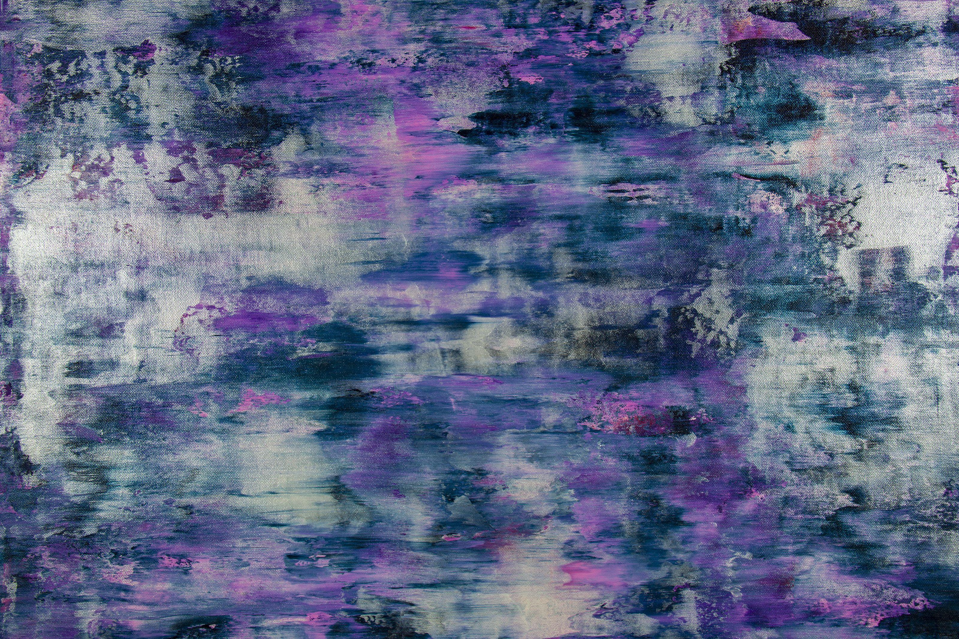 Silver clouds (Over Purple), Painting, Acrylic on Canvas For Sale 1
