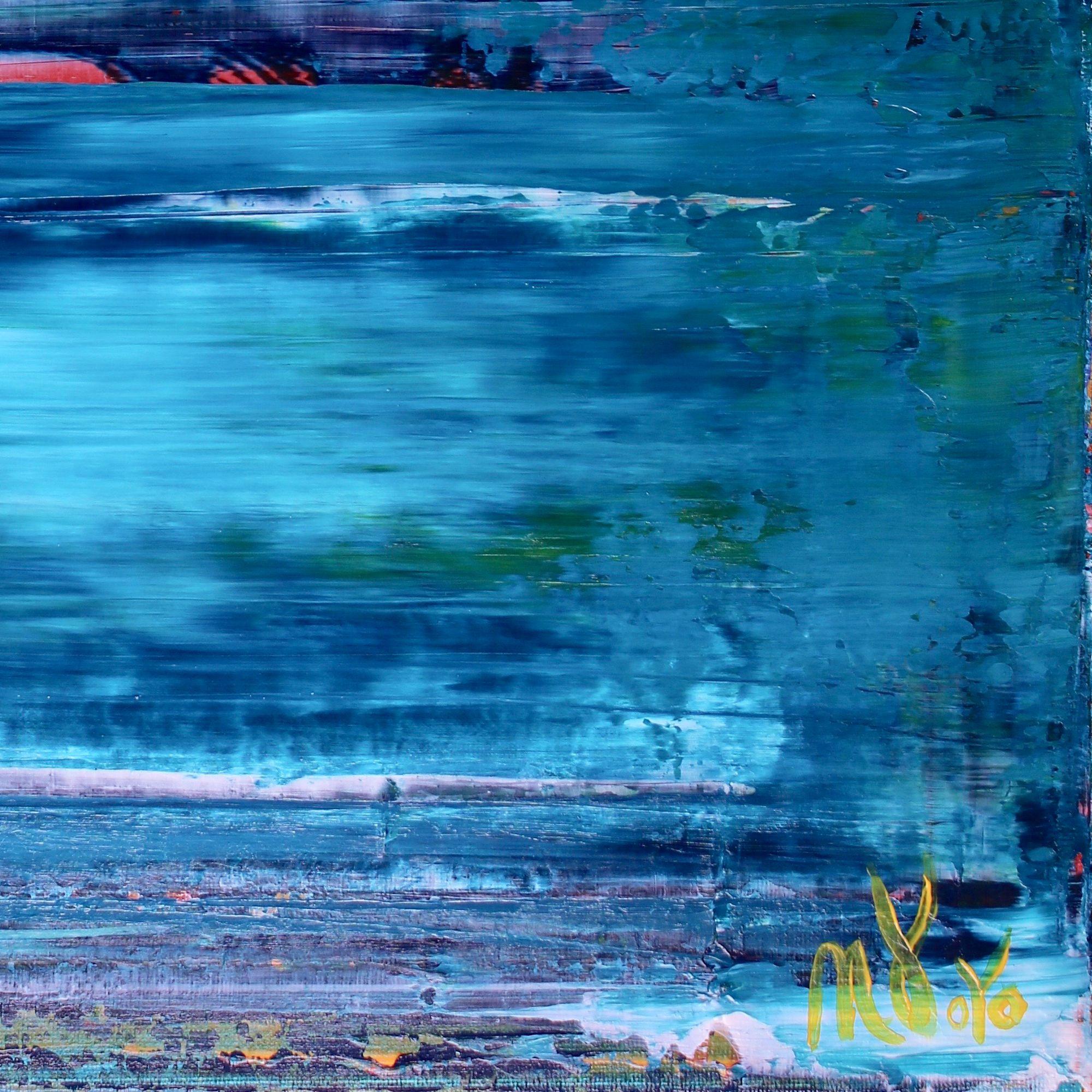 Sky Walking 3, Pittura, Acrilico su tela - Abstract Painting Blu di Nestor Toro