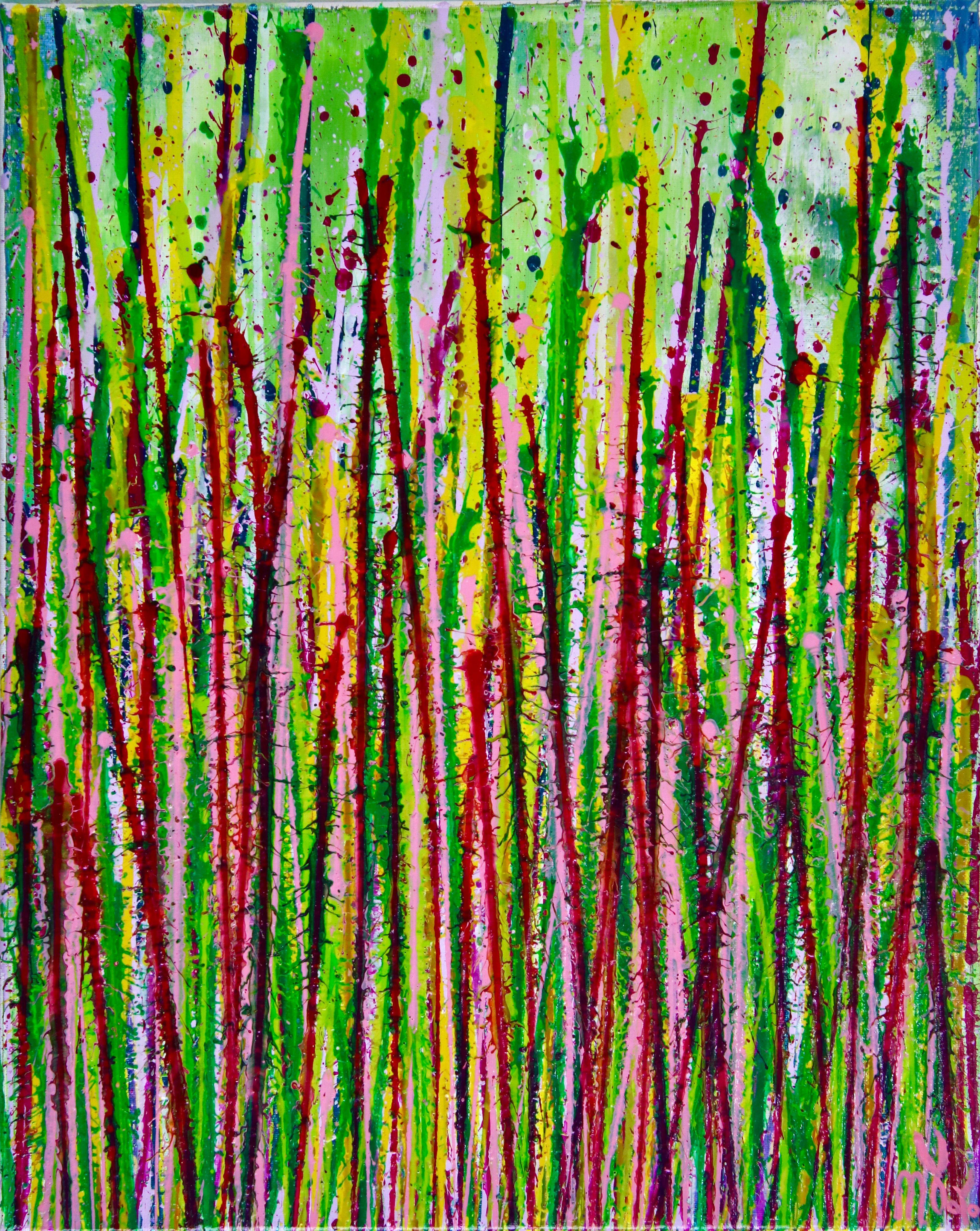 Nestor Toro Abstract Painting - Small Vibrations (Ode to Green), Painting, Acrylic on Canvas