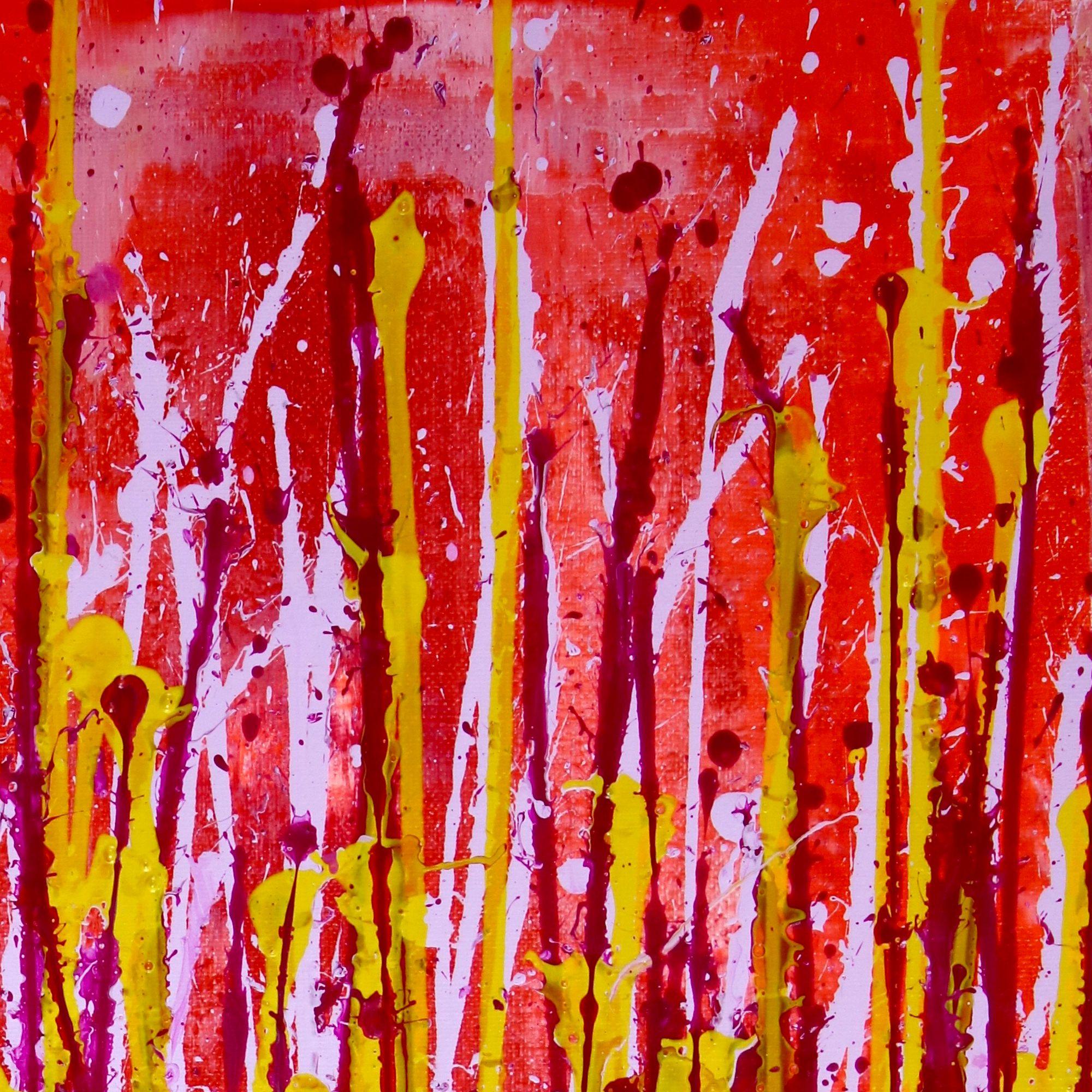 Kleine Vibrations (Roter Garten), Gemälde, Acryl auf Leinwand im Angebot 1