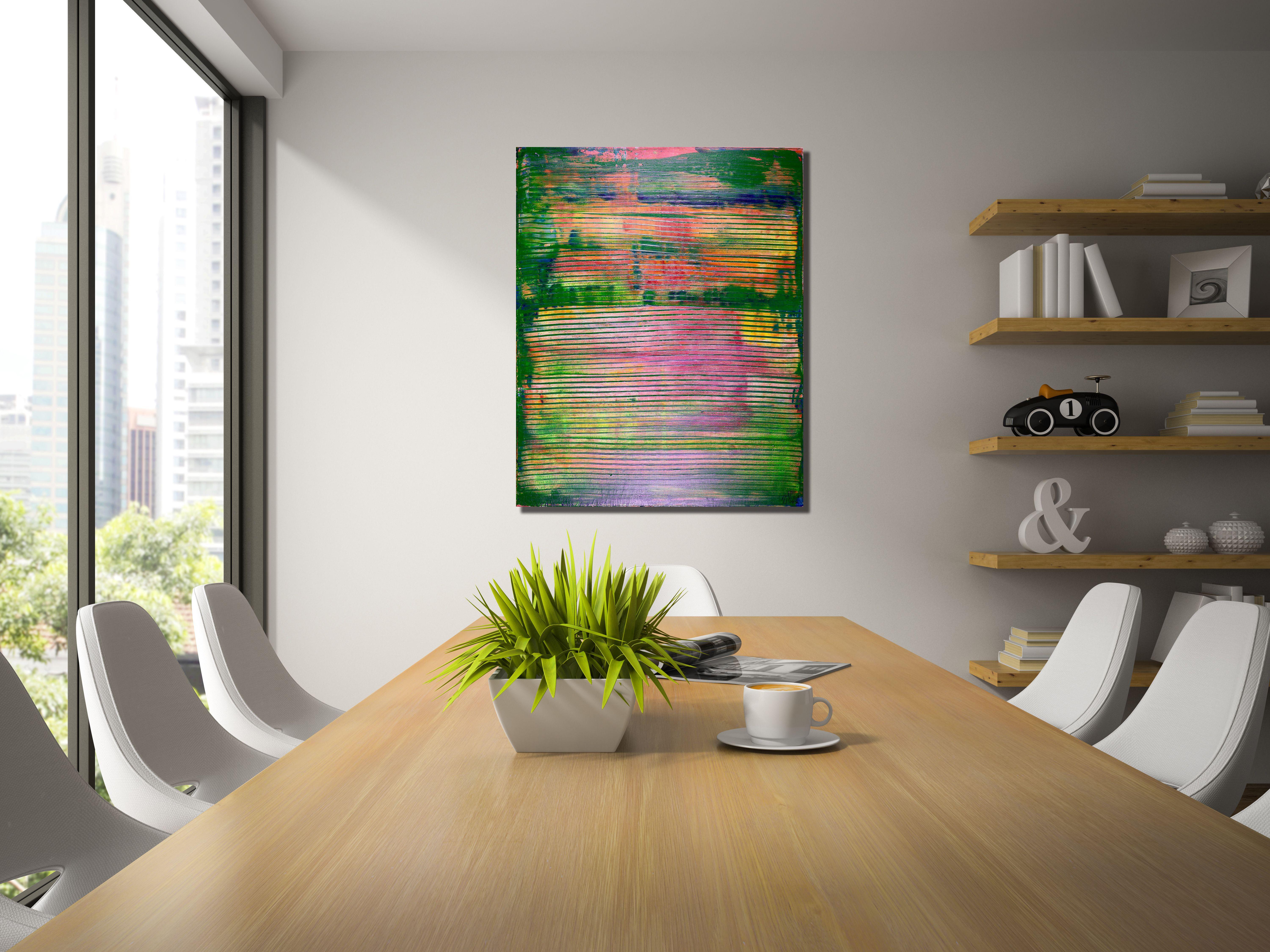 Ventanas Pequeñas - Colorido Abstracto Púrpura, Pintura, Acrílico sobre Lienzo - Abstract Painting Marrón de Nestor Toro