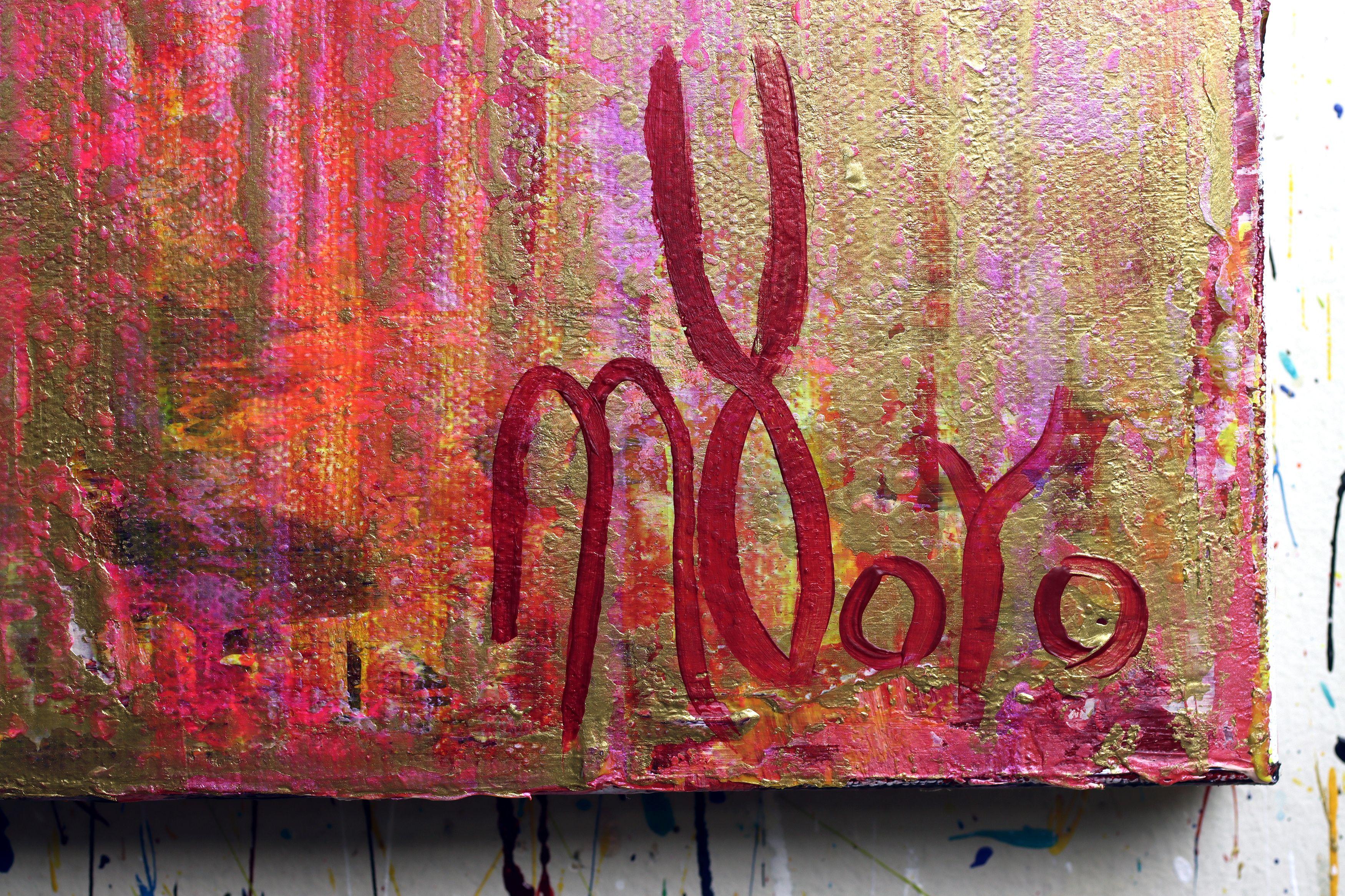 Da qualche parte nel mezzo (terreno dorato), Pittura, Acrilico su tela - Abstract Painting Marrone di Nestor Toro