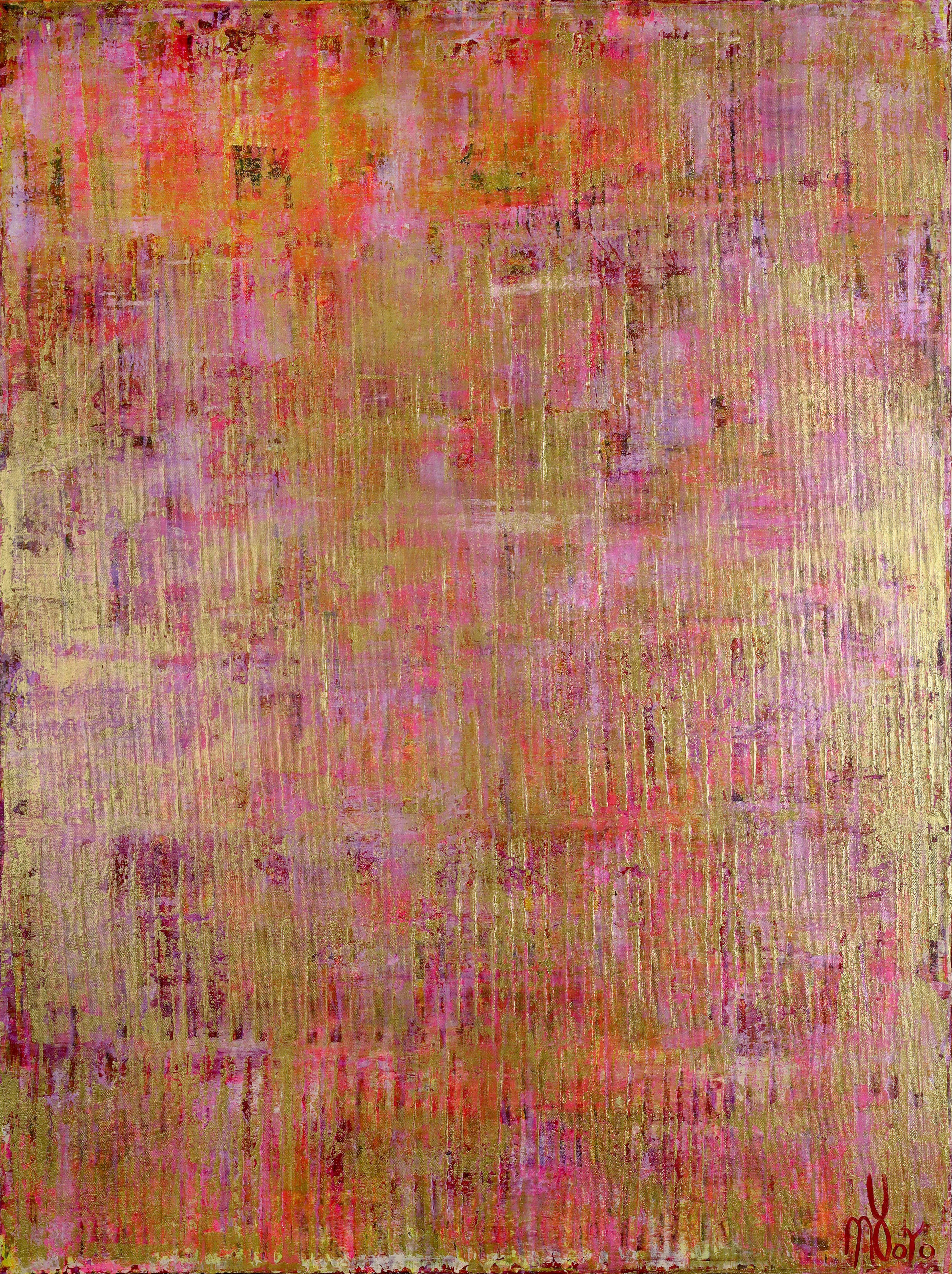 Abstract Painting di Nestor Toro - Da qualche parte nel mezzo (terreno dorato), Pittura, Acrilico su tela