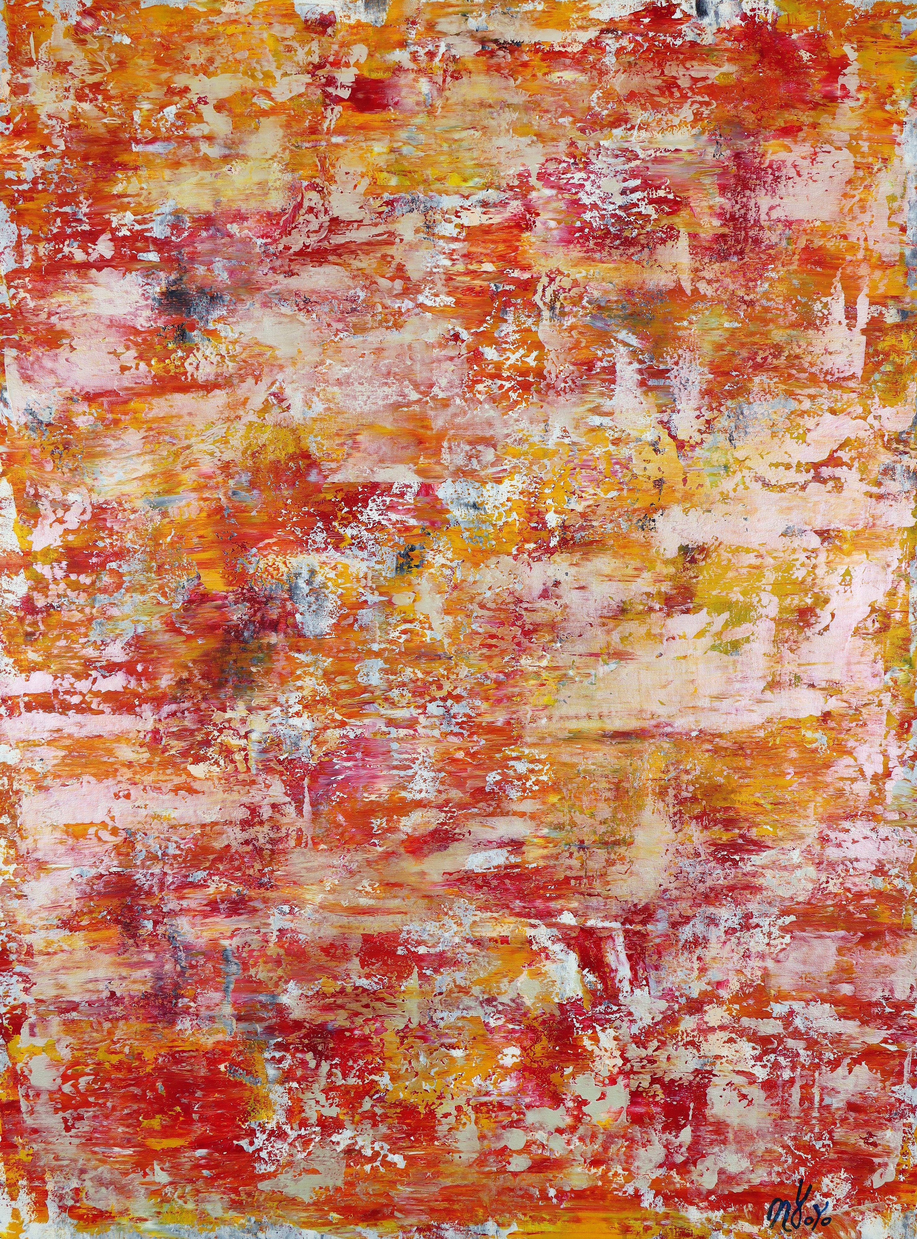 Nestor Toro Abstract Painting - Somewhere in Between (Orange refractions), Painting, Acrylic on Canvas