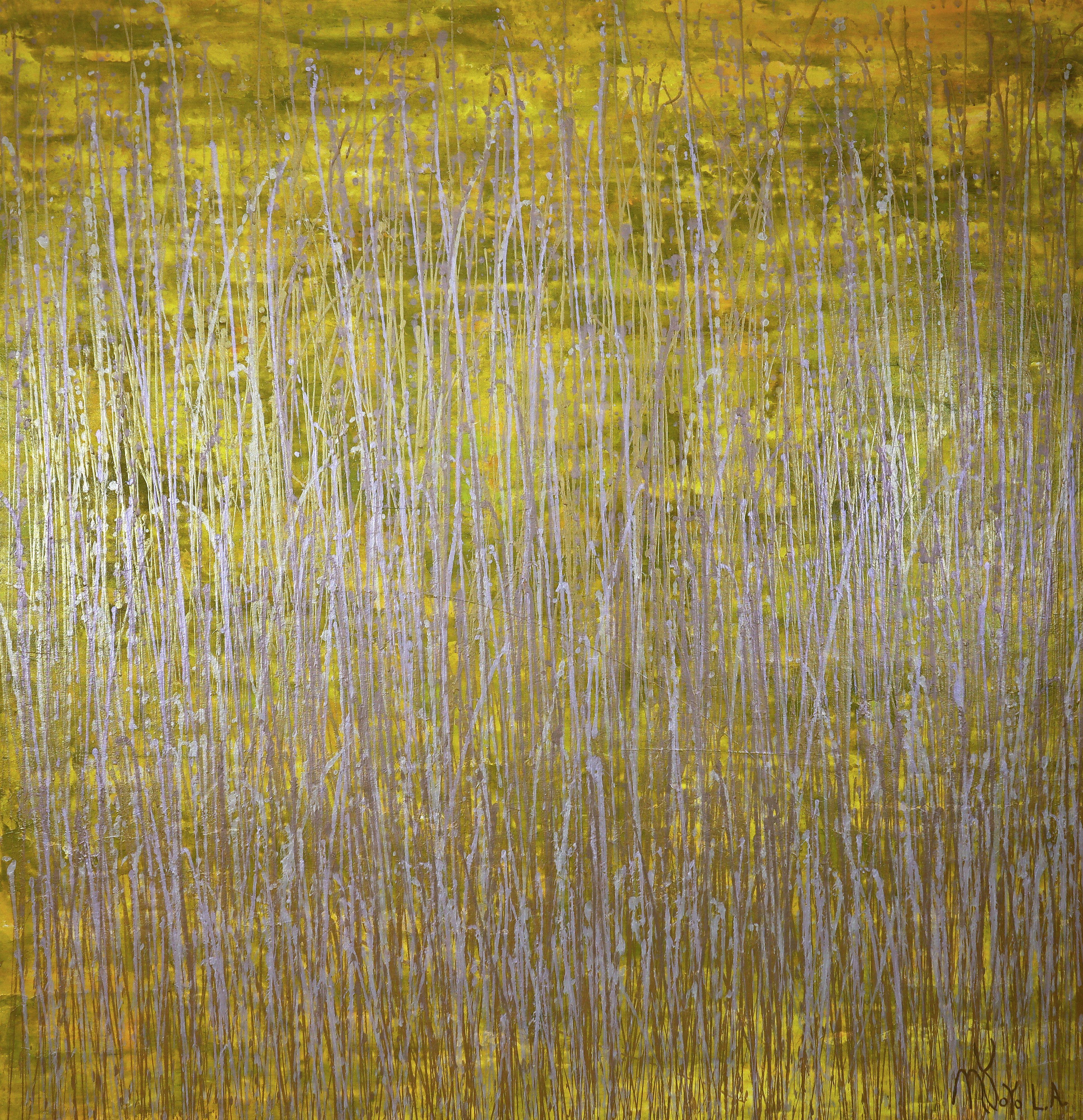 Abstract Painting di Nestor Toro - Somewhere in Between (Yellow and Gold), Pittura, Acrilico su tela