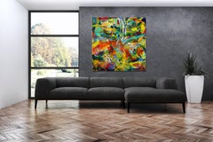 Sonic Tropical Waterfall, Painting, Acrylic on Canvas