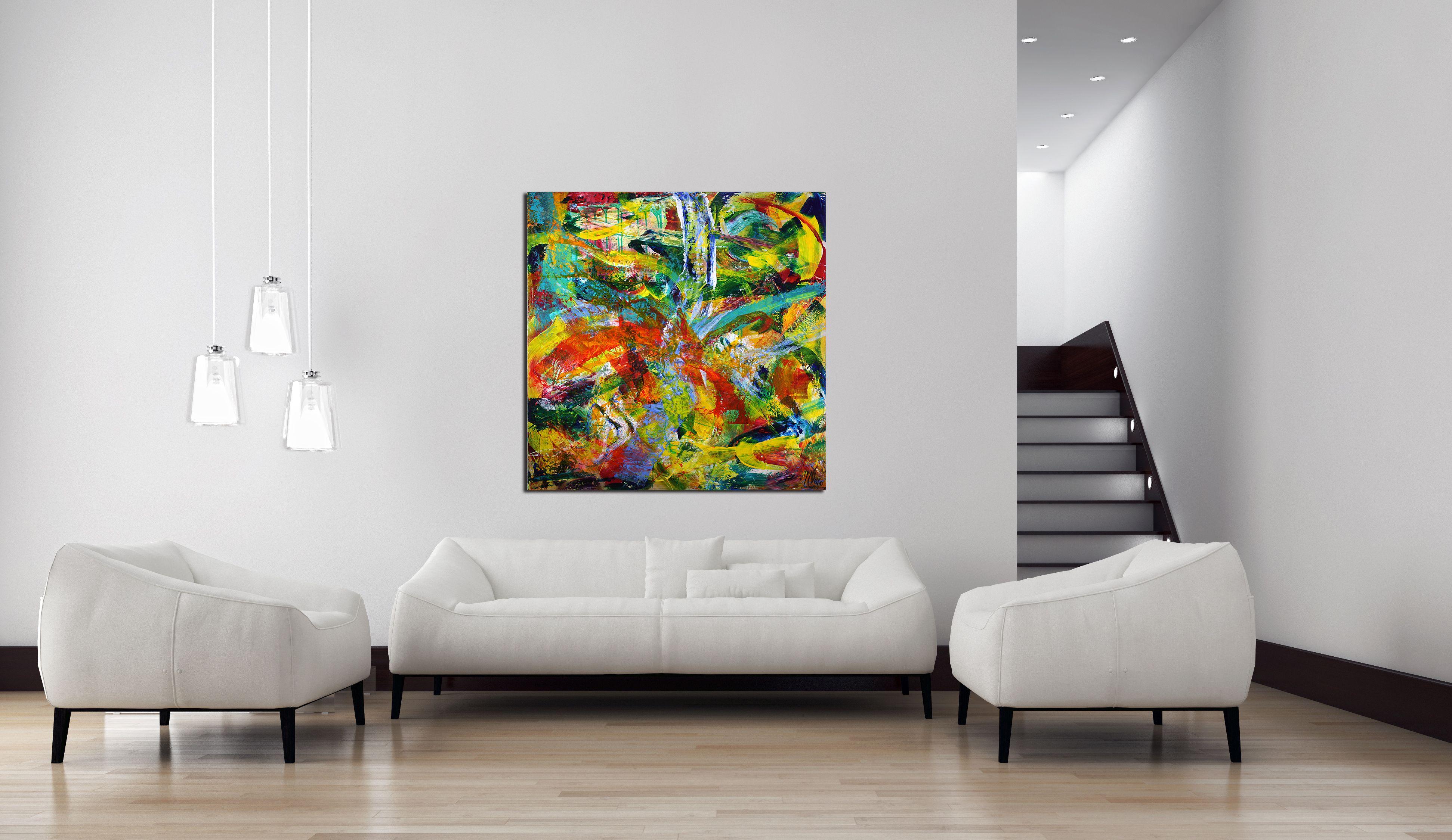 Cascata tropicale sonica, Pittura, Acrilico su tela - Painting Astratto di Nestor Toro