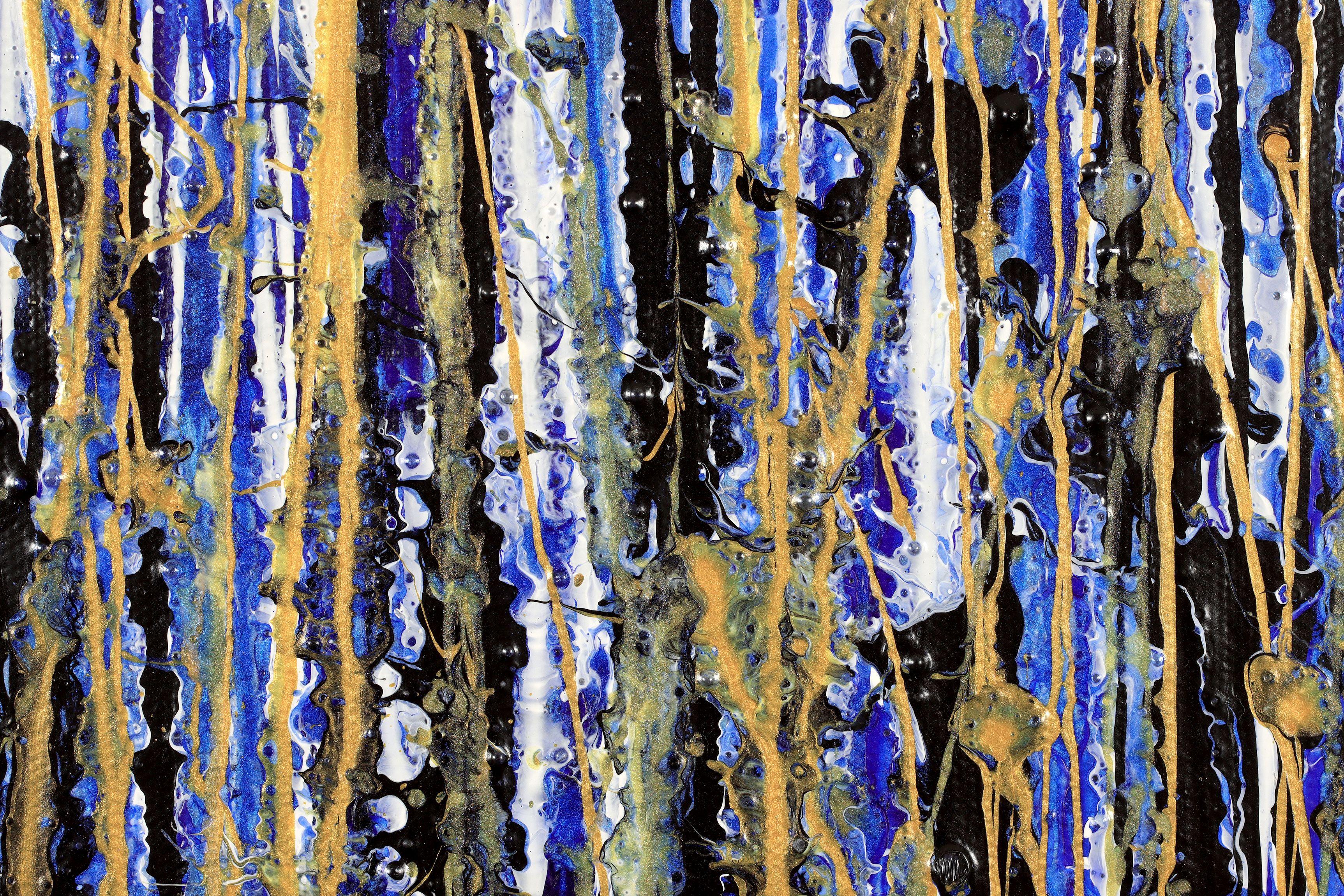 Scintille (sopra il blu iridescente), Pittura, Acrilico su tela - Painting Astratto di Nestor Toro