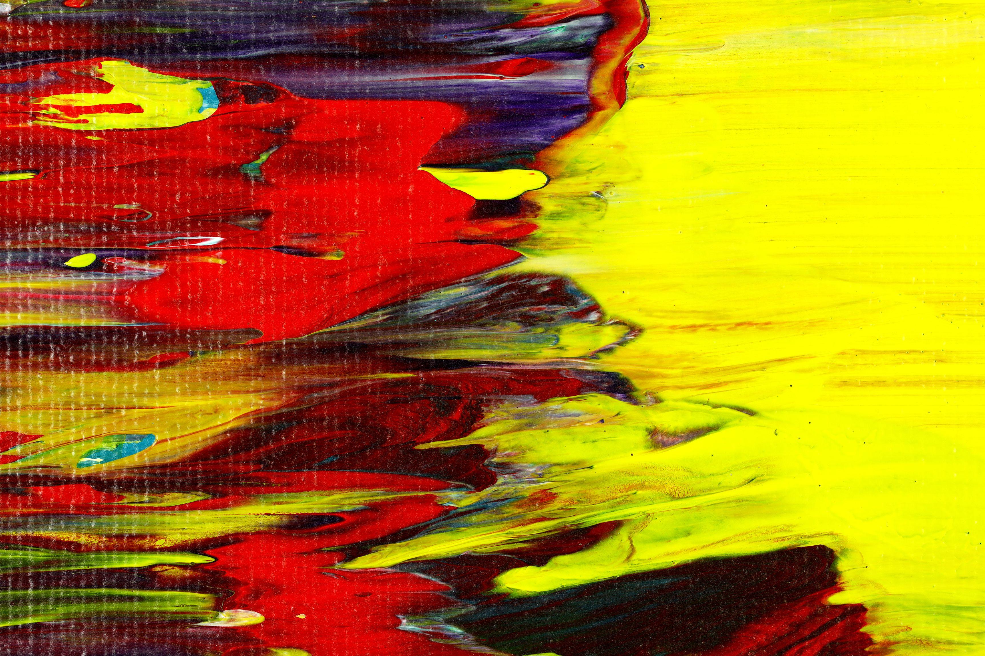 abstract painting  acrylic on canvas    This artwork was created layering and blending layers of bright colors, yellow, purple, magenta. Signed and ready to hang.    For this work I used a large palette knife and hand mixed acrylic paint and