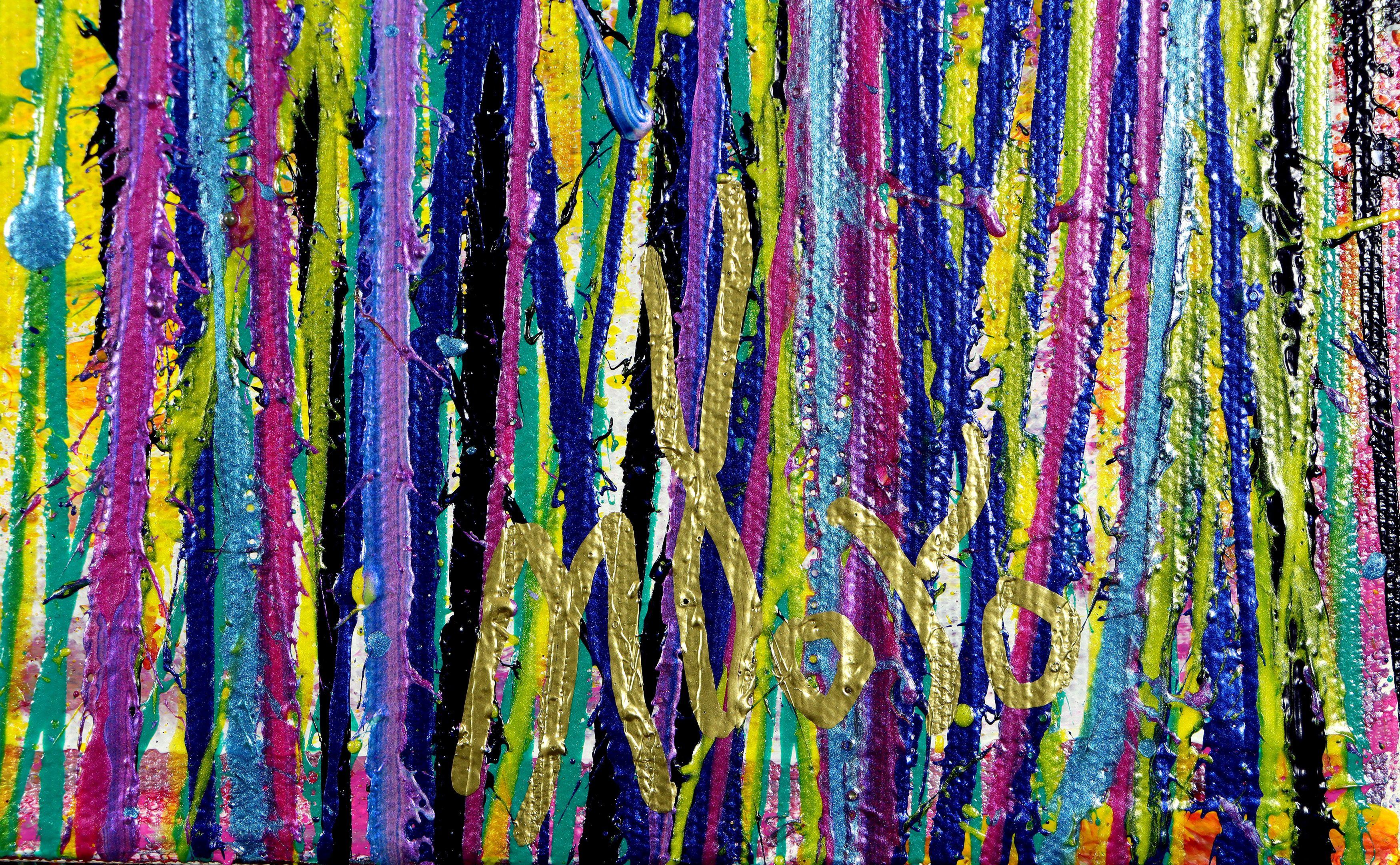 Frequenze primaverili, Pittura, Acrilico su tela - Abstract Painting Grigio di Nestor Toro