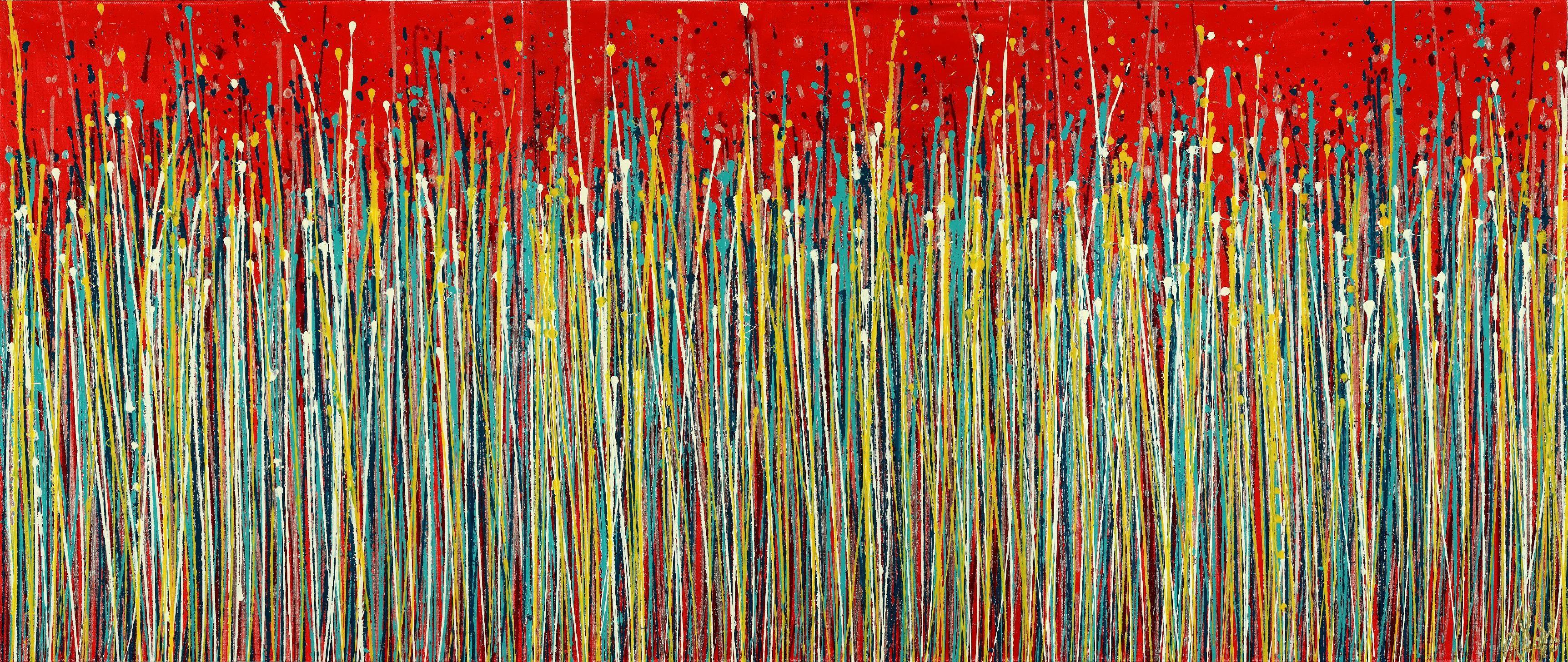Nestor Toro Abstract Painting - Strange Spectra 6 (Over Red) (2022), Painting, Acrylic on Canvas