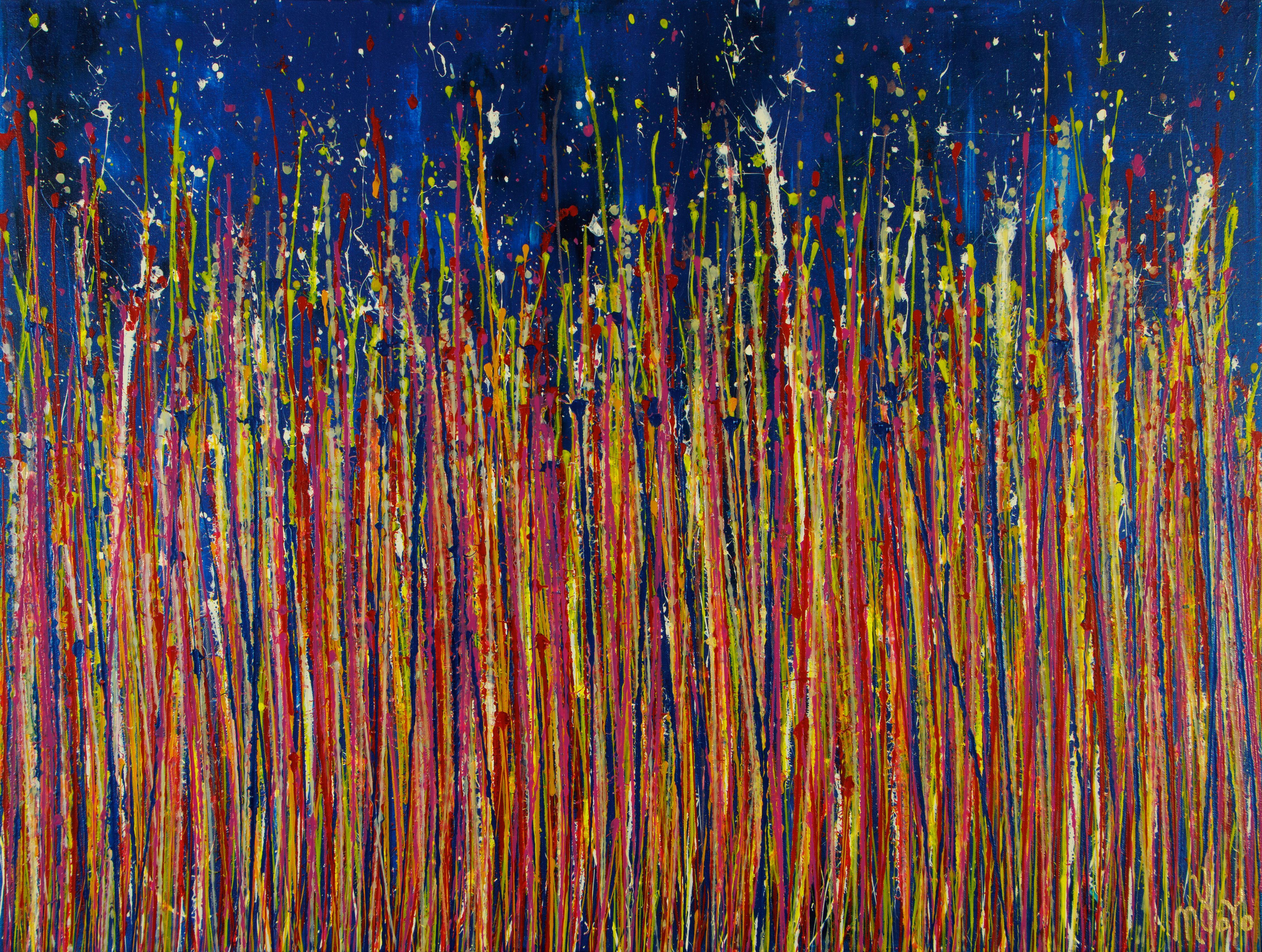 Nestor Toro Abstract Painting – Strange Spectra 8 (Schillerndes Blau) (2022), Gemälde, Acryl auf Leinwand