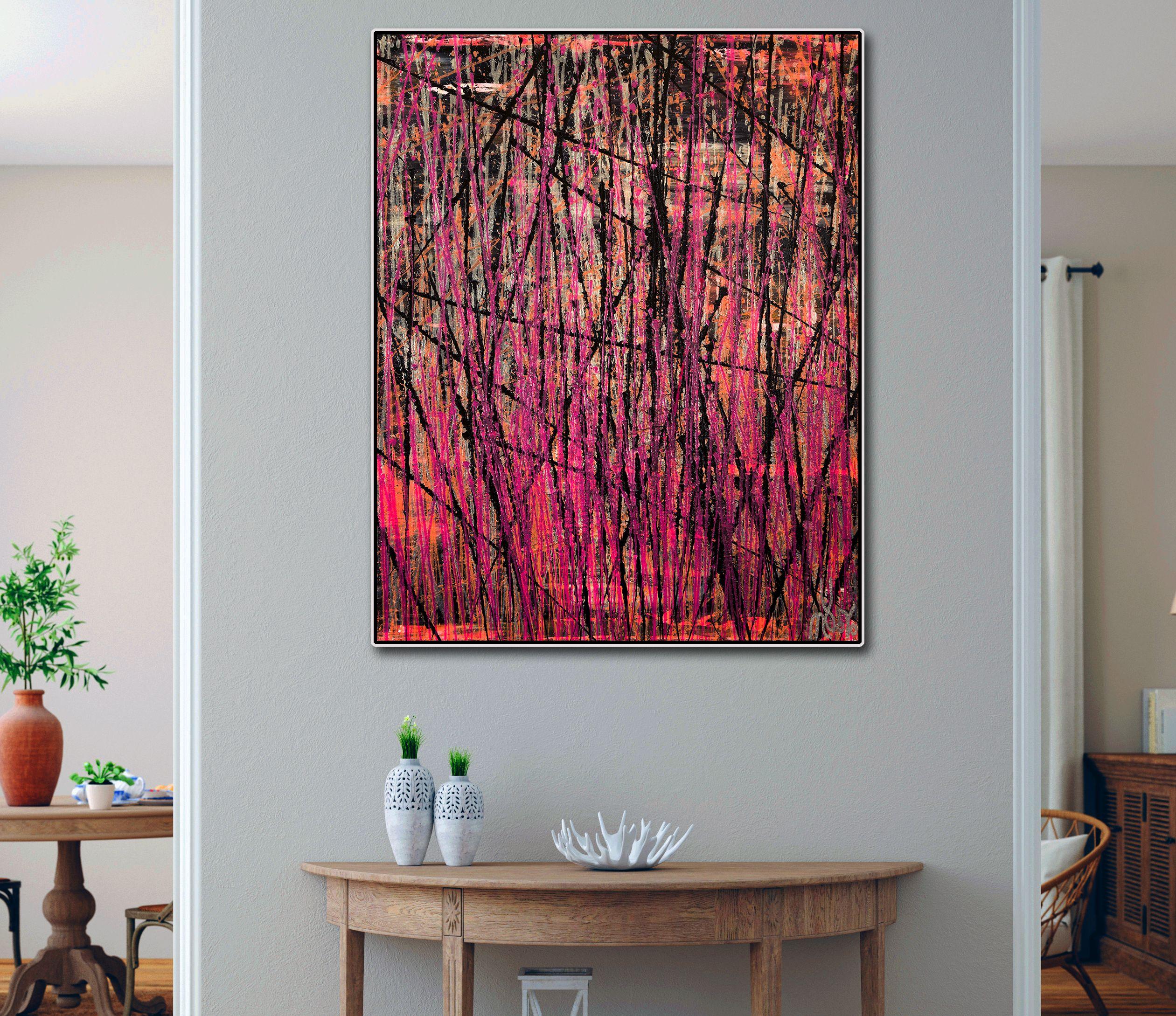 Sudden pink storm, Painting, Acrylic on Canvas For Sale 1