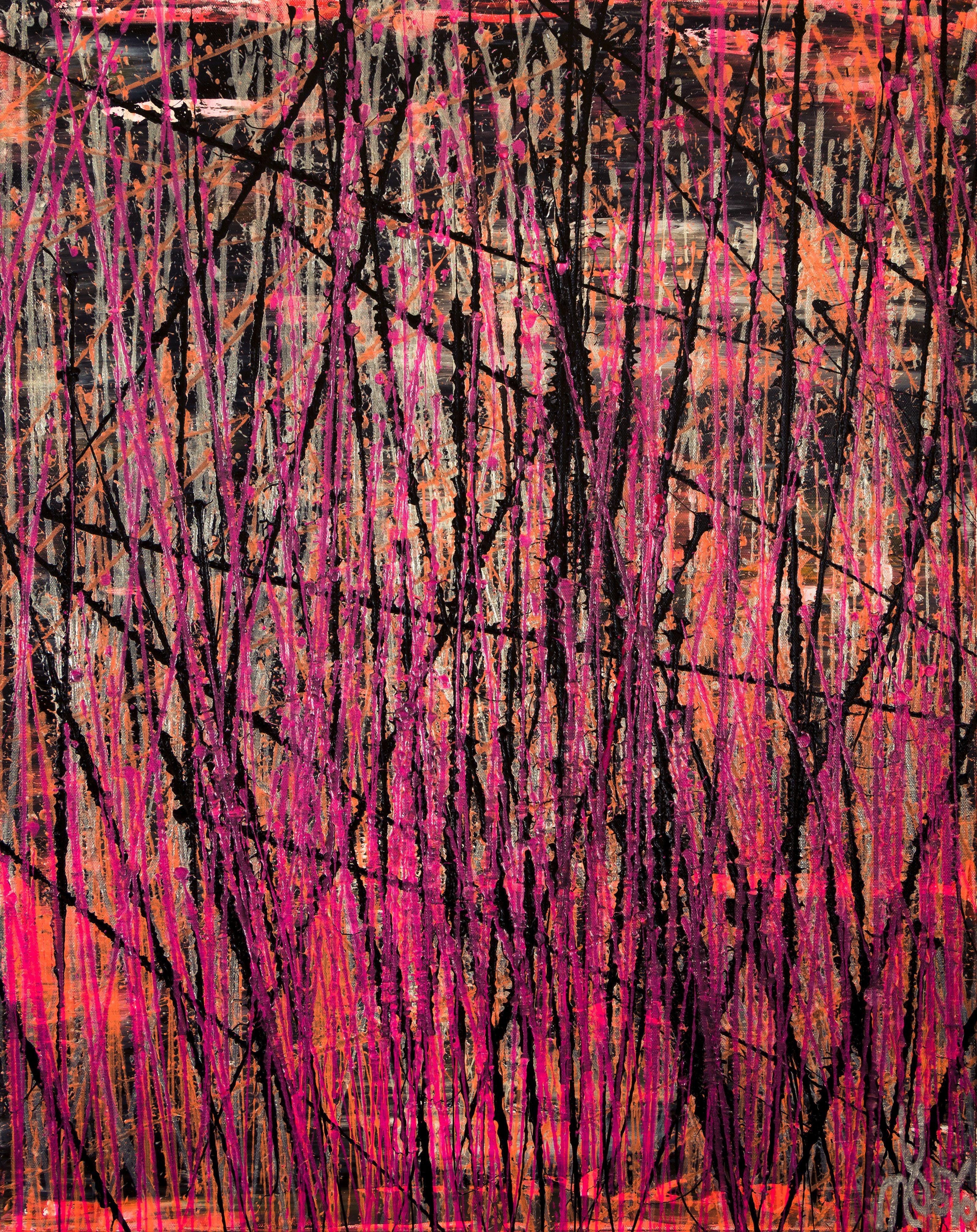 Nestor Toro Abstract Painting – Sudden Pinker Sturm, Gemälde, Acryl auf Leinwand