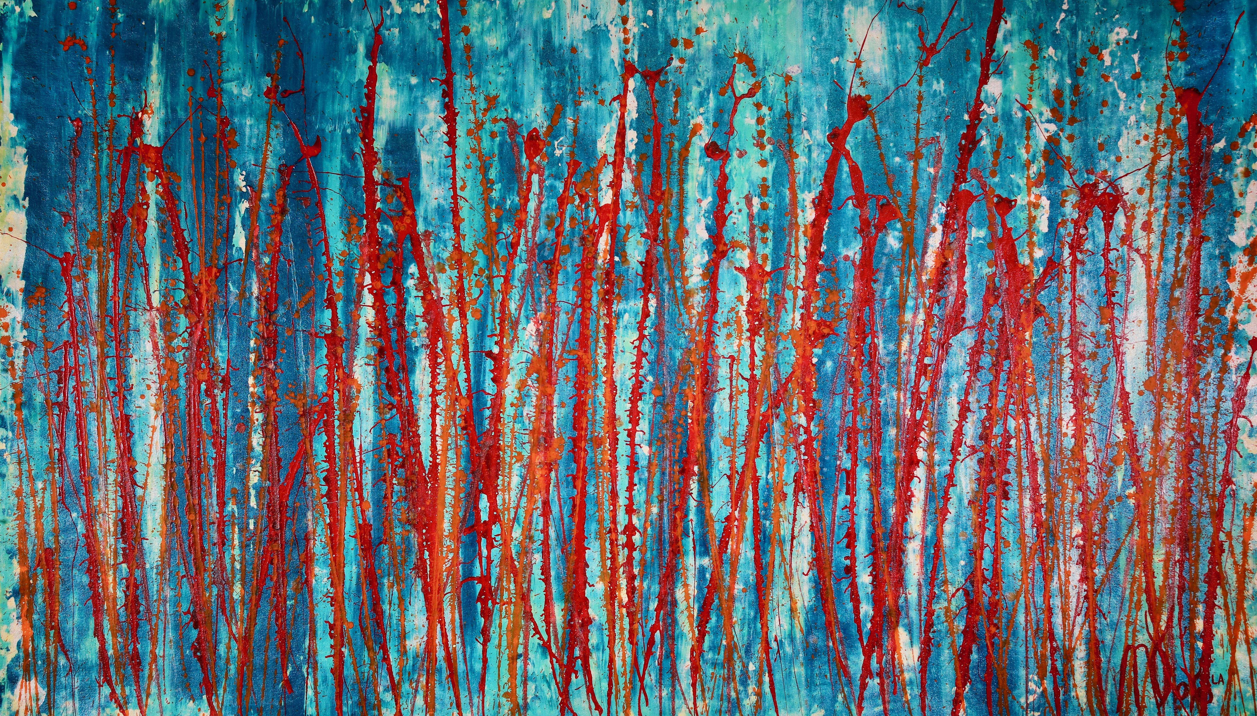 Nestor Toro Abstract Painting - Sudden red storm, Painting, Acrylic on Canvas