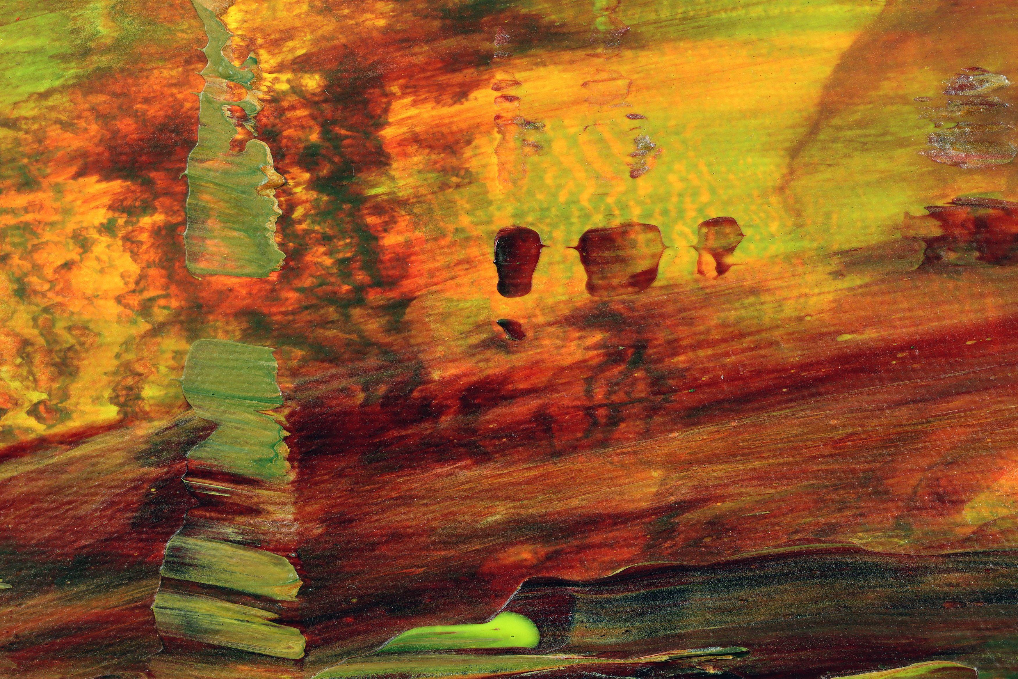 Panorama del raccolto estivo 2, Pittura, Acrilico su tela - Abstract Painting Marrone di Nestor Toro
