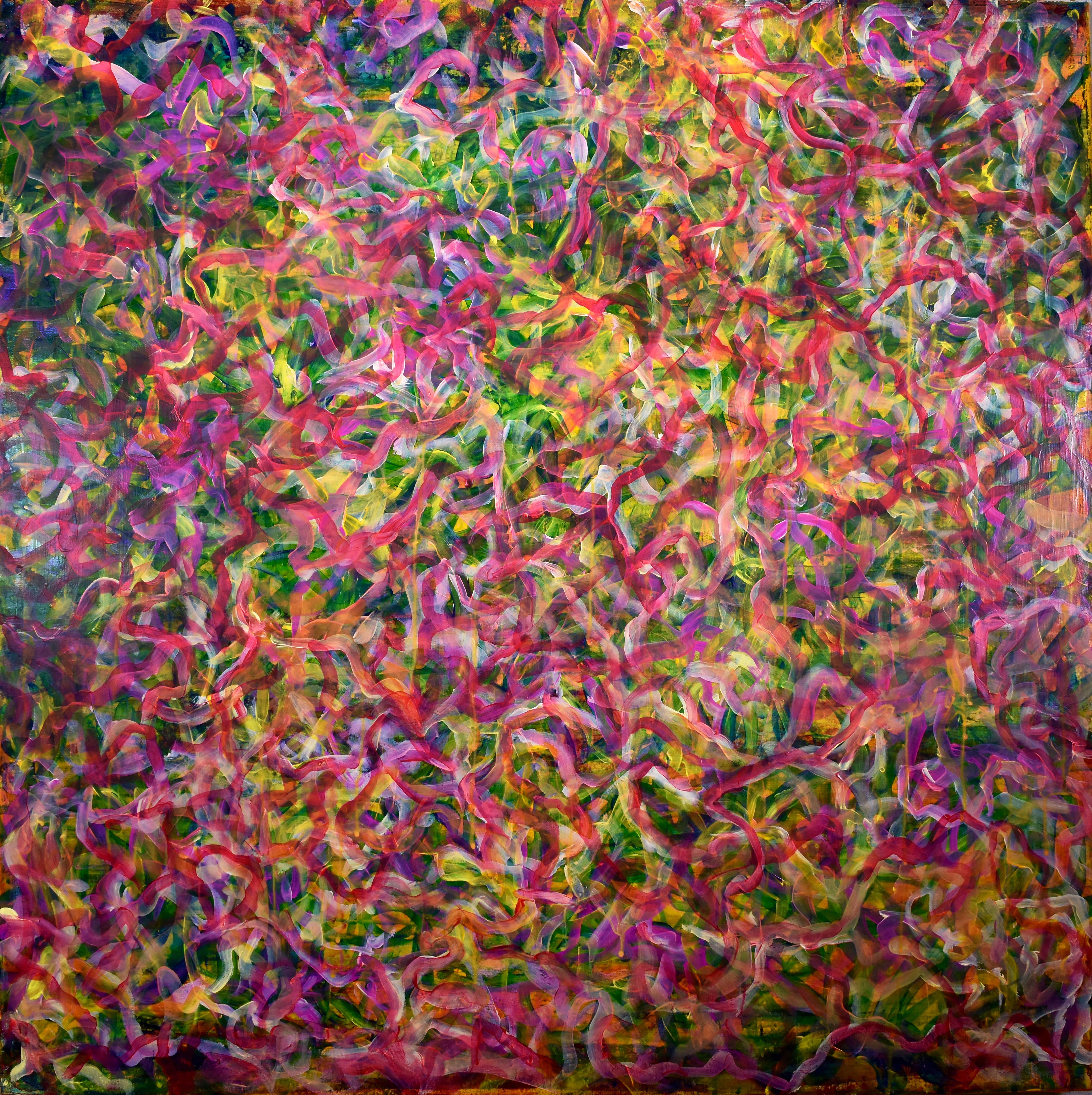Passeggiata estiva, Pittura, Acrilico su tela - Abstract Painting Marrone di Nestor Toro