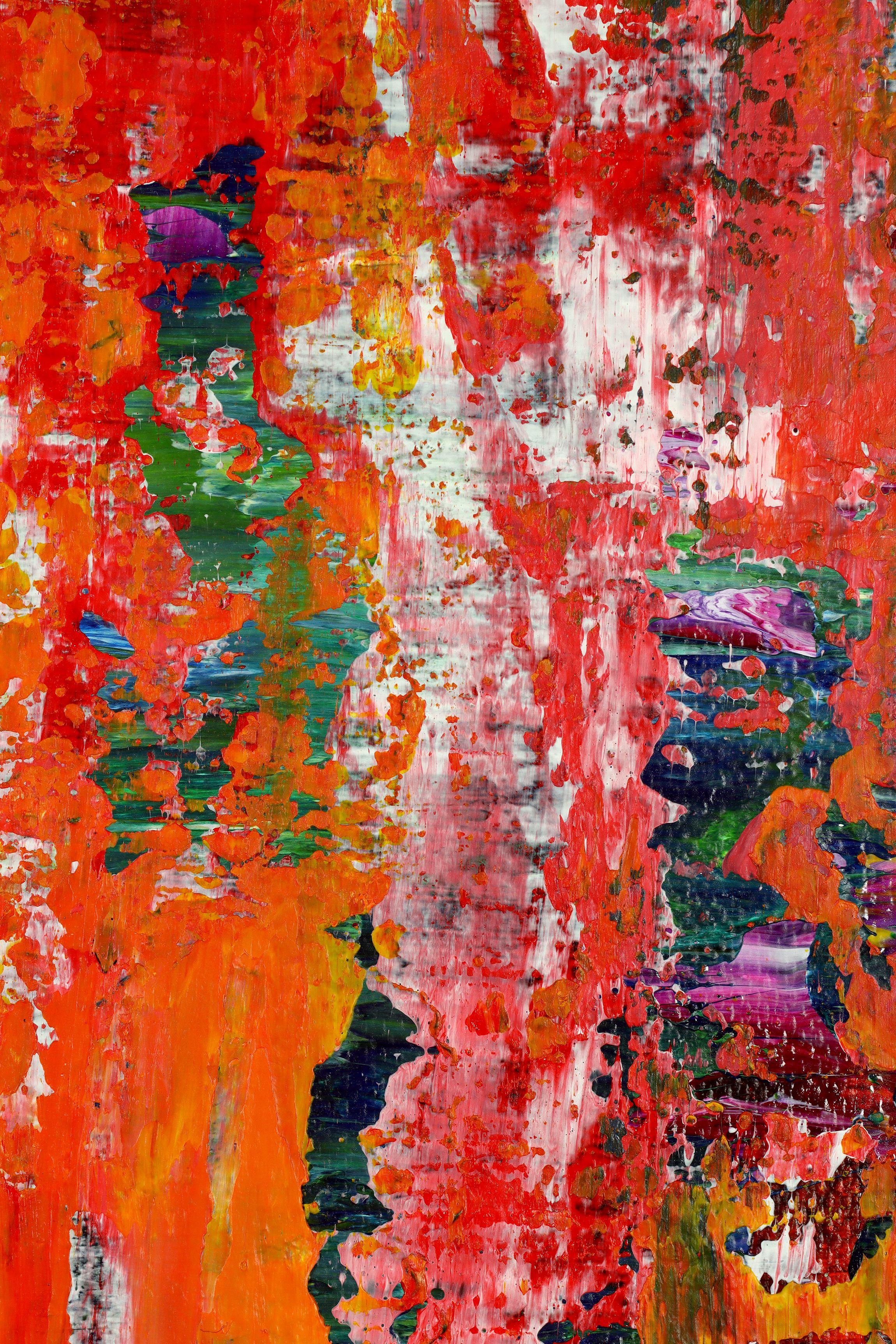 closeup, Gemälde, Acryl auf Leinwand (Rot), Abstract Painting, von Nestor Toro