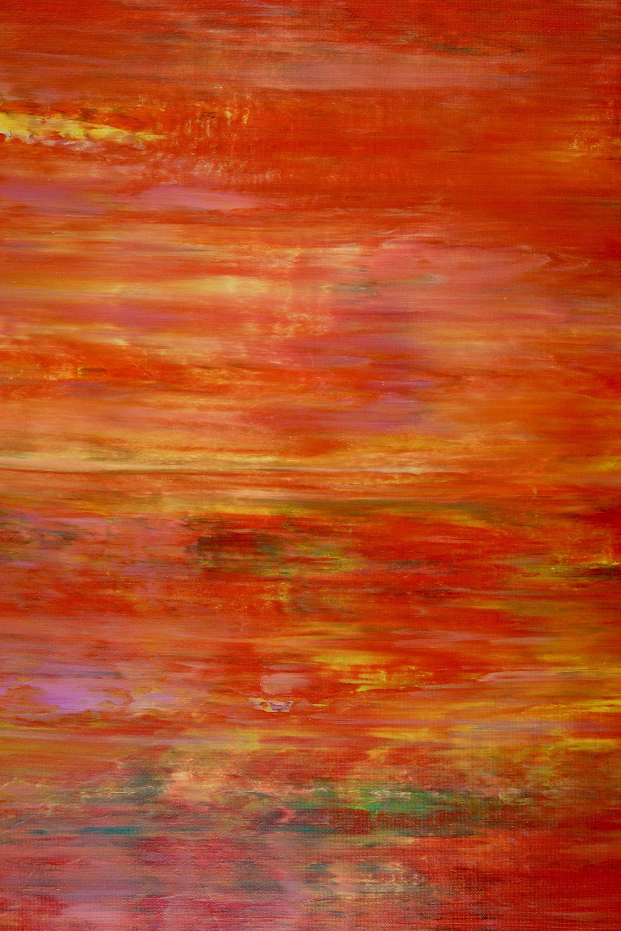 Sunset paradise 2, Painting, Acrylic on Canvas - Red Abstract Painting by Nestor Toro