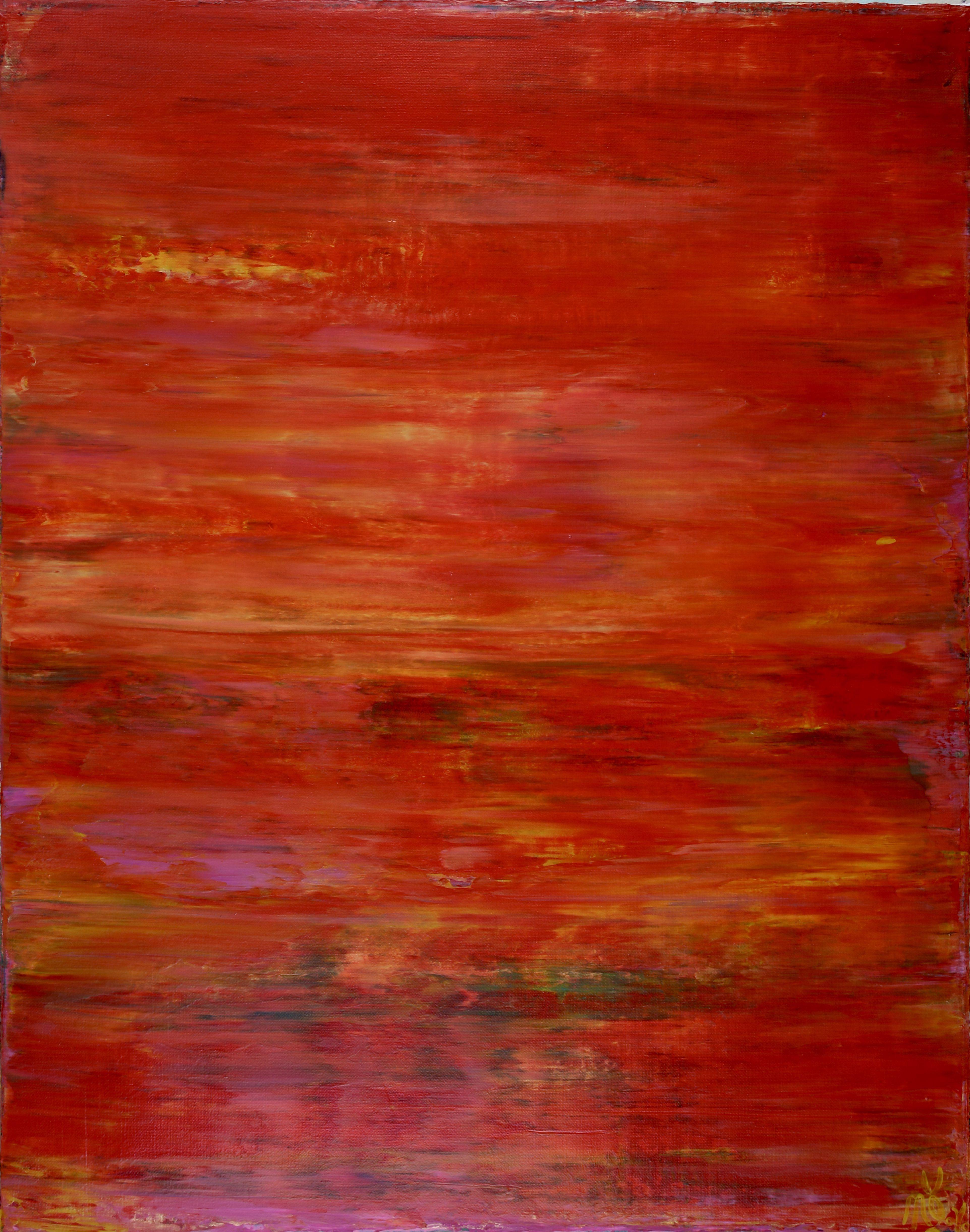 Nestor Toro Abstract Painting - Sunset paradise 2, Painting, Acrylic on Canvas