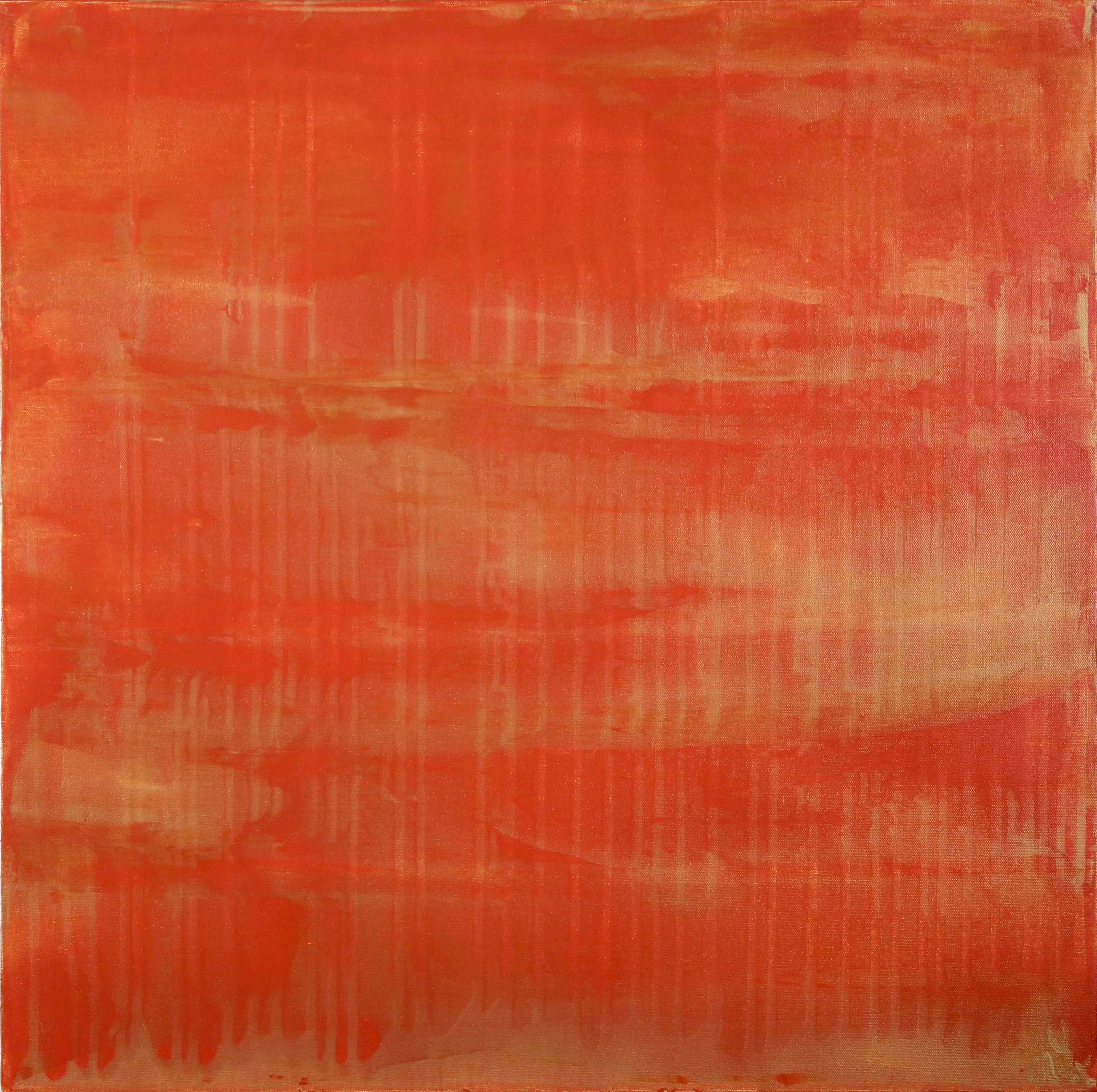 Abstract Painting Nestor Toro - « Sunset paradise 5 » (Spéctra orange métallique), peinture, acrylique sur toile