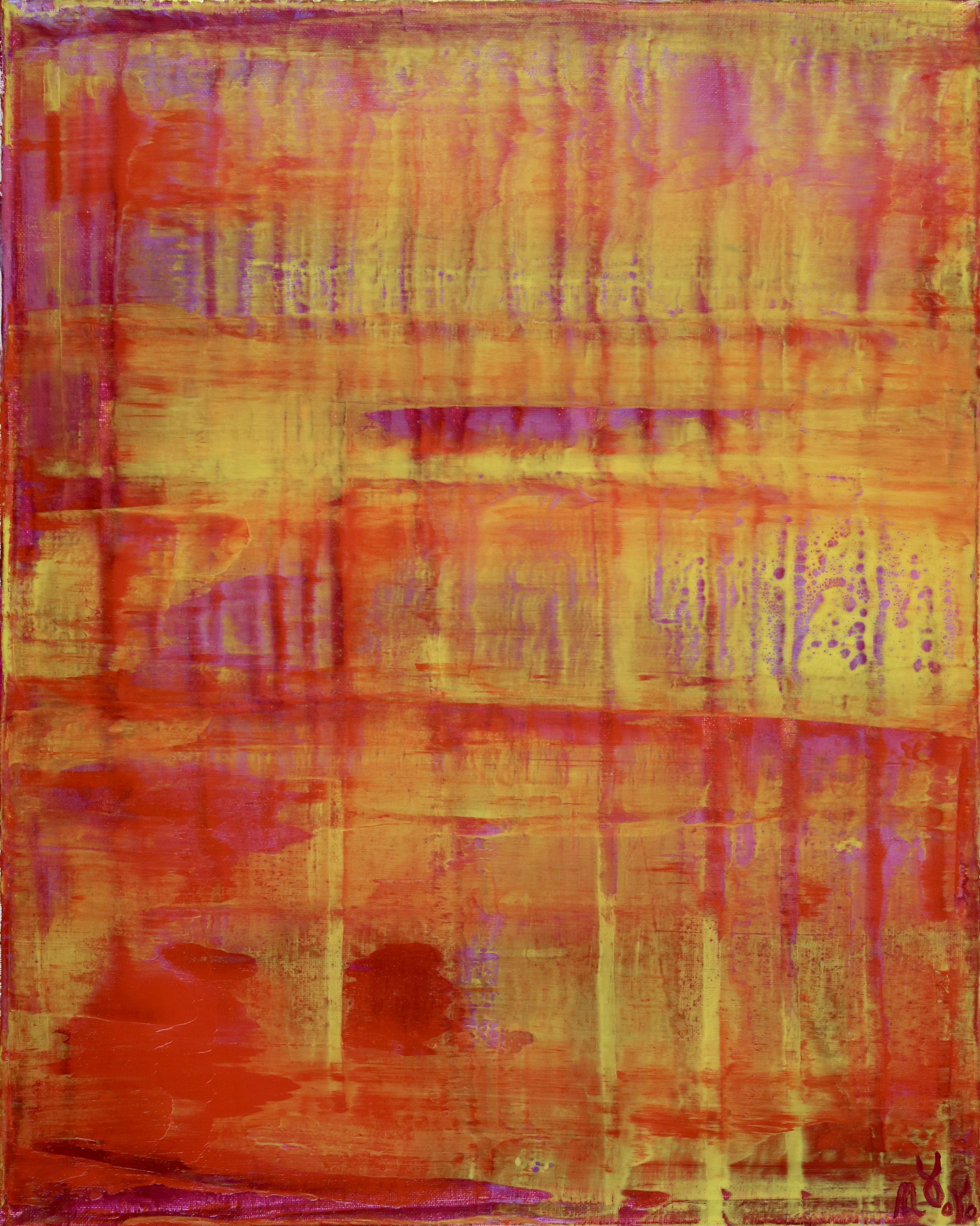 Sonnenuntergang Sonnenaufgang (Sonnenaufgang) Gemälde, Acryl auf Leinwand (Braun), Abstract Painting, von Nestor Toro