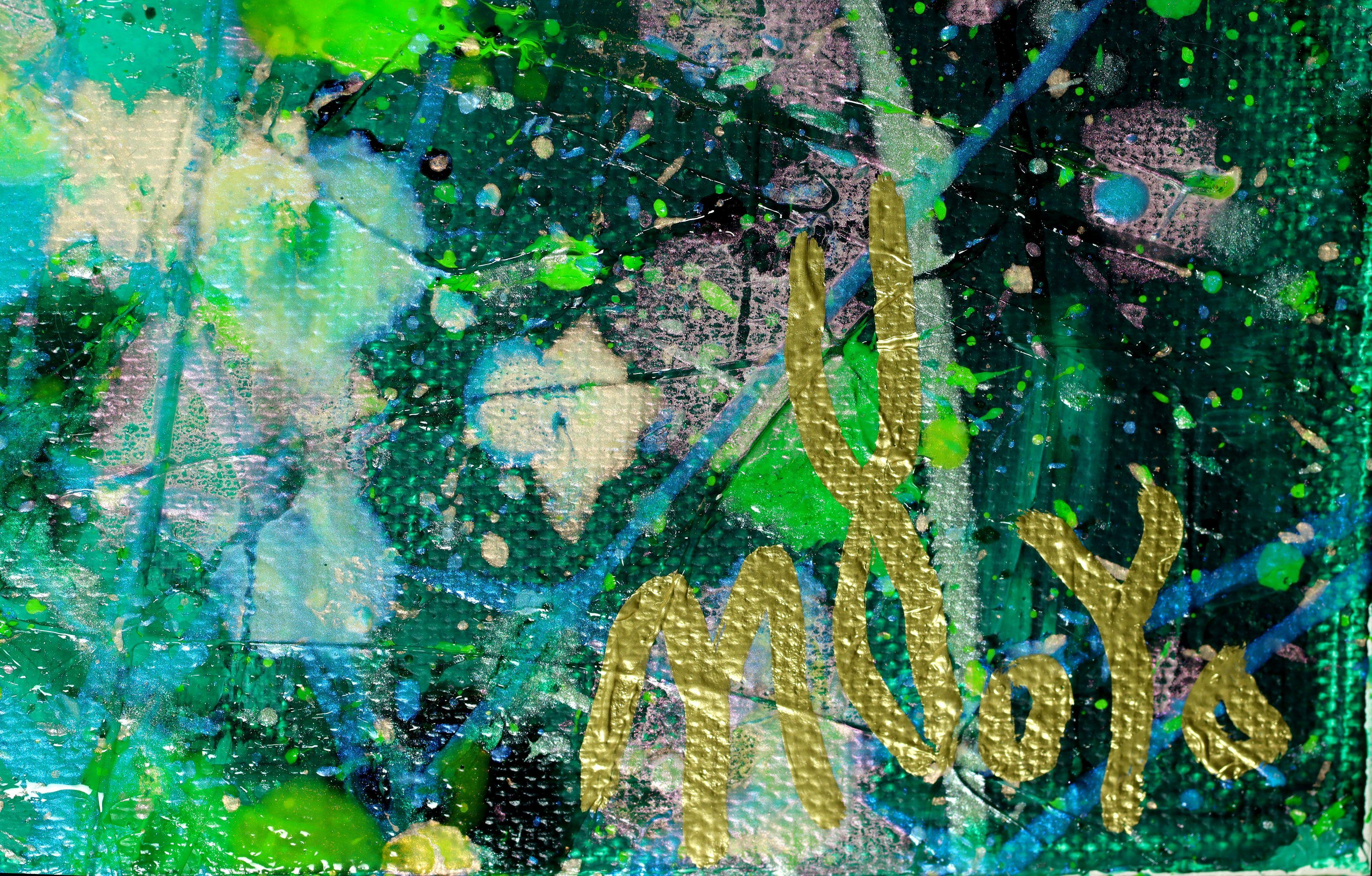 Tangled up in green 2, Gemälde, Acryl auf Leinwand (Grau), Abstract Painting, von Nestor Toro