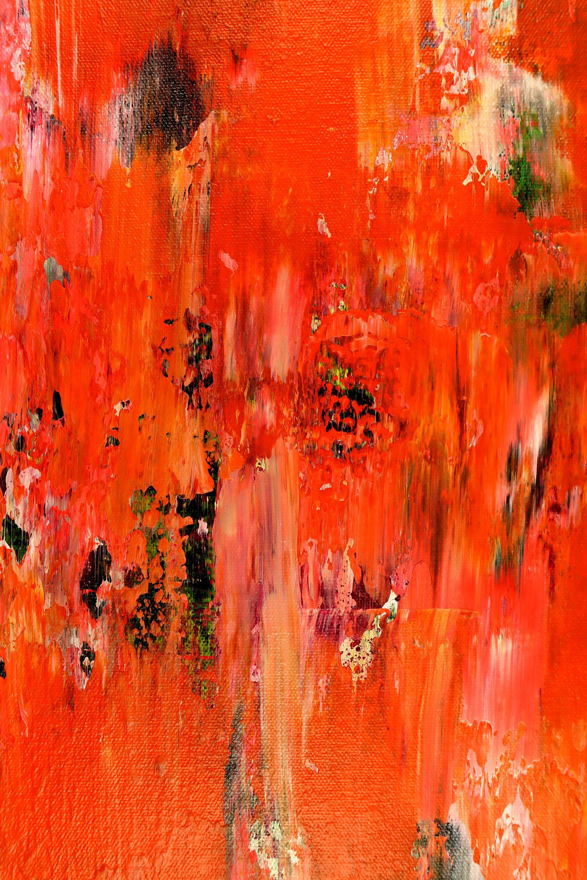 Terreno in arancione e ruggine, Pittura, Acrilico su tela - Abstract Painting Rosso di Nestor Toro