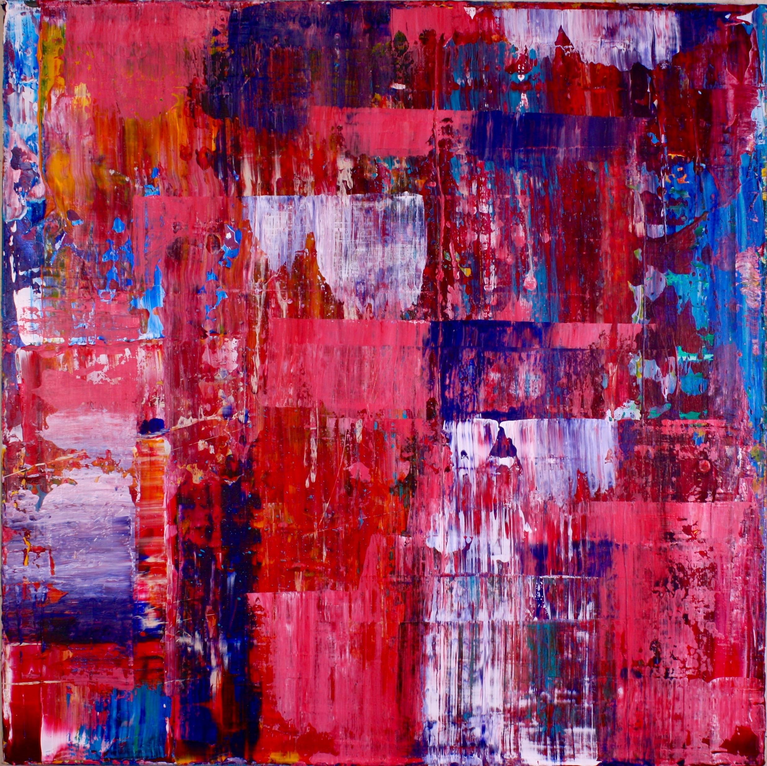 The answer I, Painting, Acrylic on Canvas - Red Abstract Painting by Nestor Toro