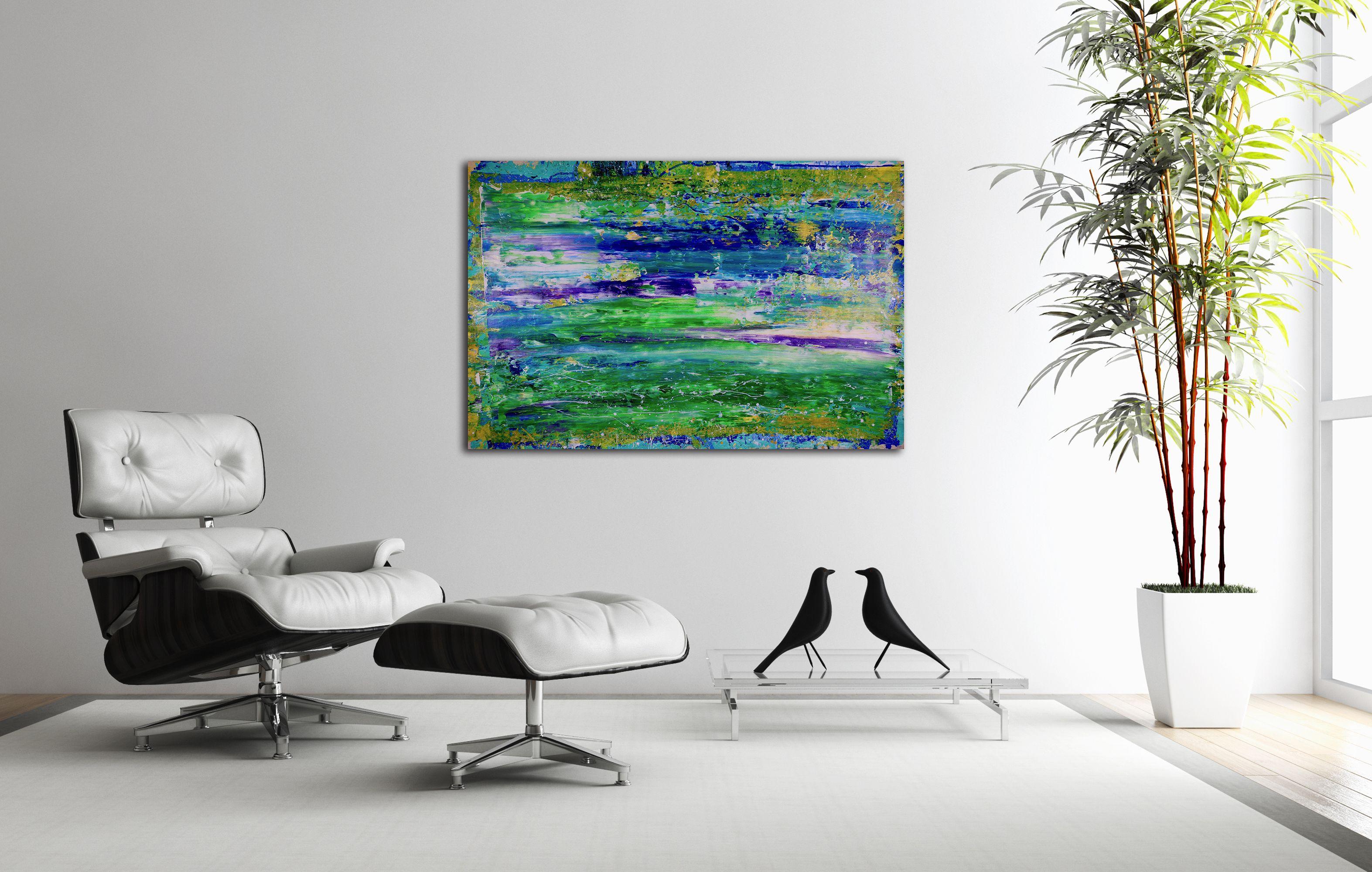 Il momento migliore, Pittura, Acrilico su tela - Abstract Painting Blu di Nestor Toro
