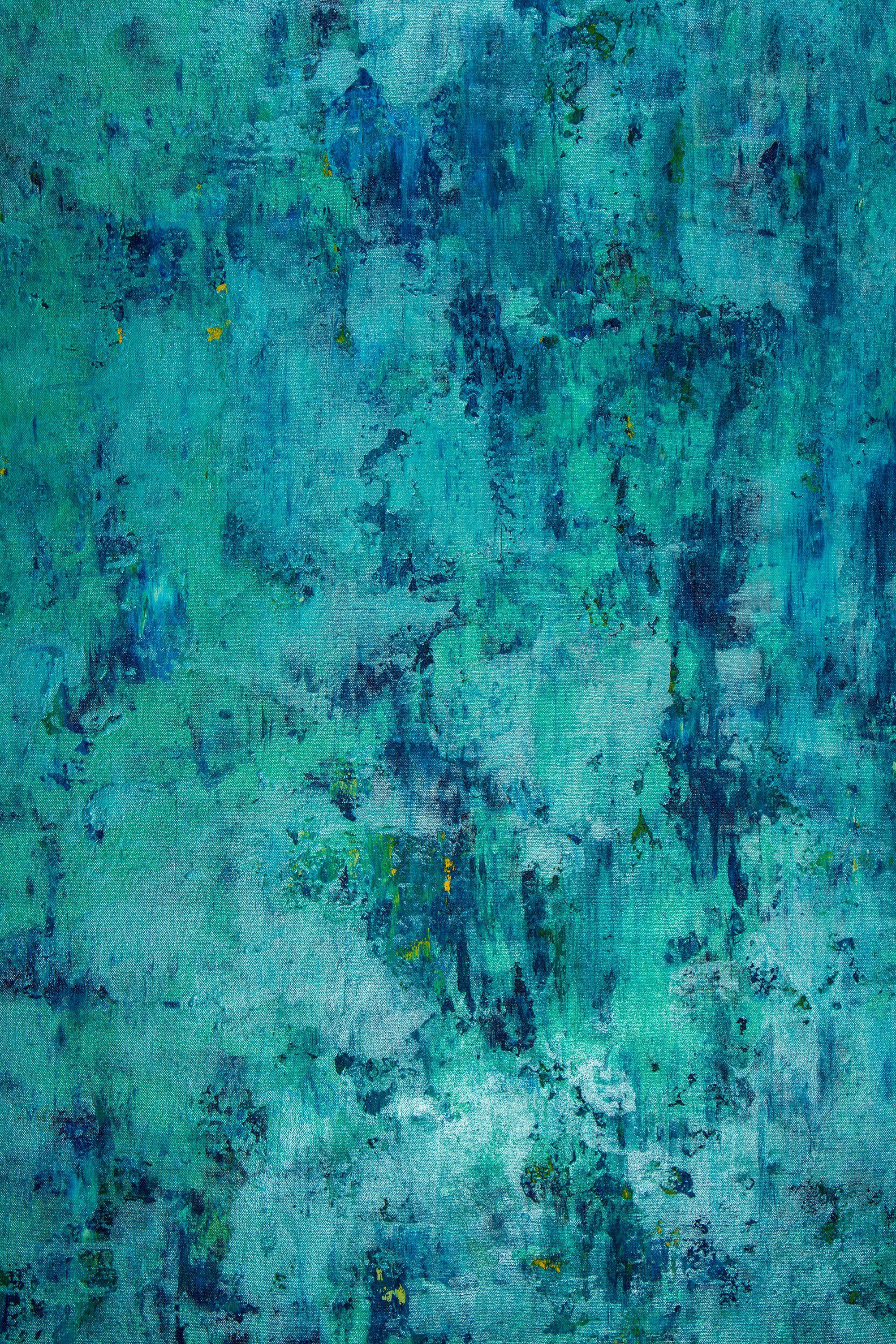 Der tiefste Ozean (Türkis-Spiegel), Gemälde, Acryl auf Leinwand (Blau), Abstract Painting, von Nestor Toro