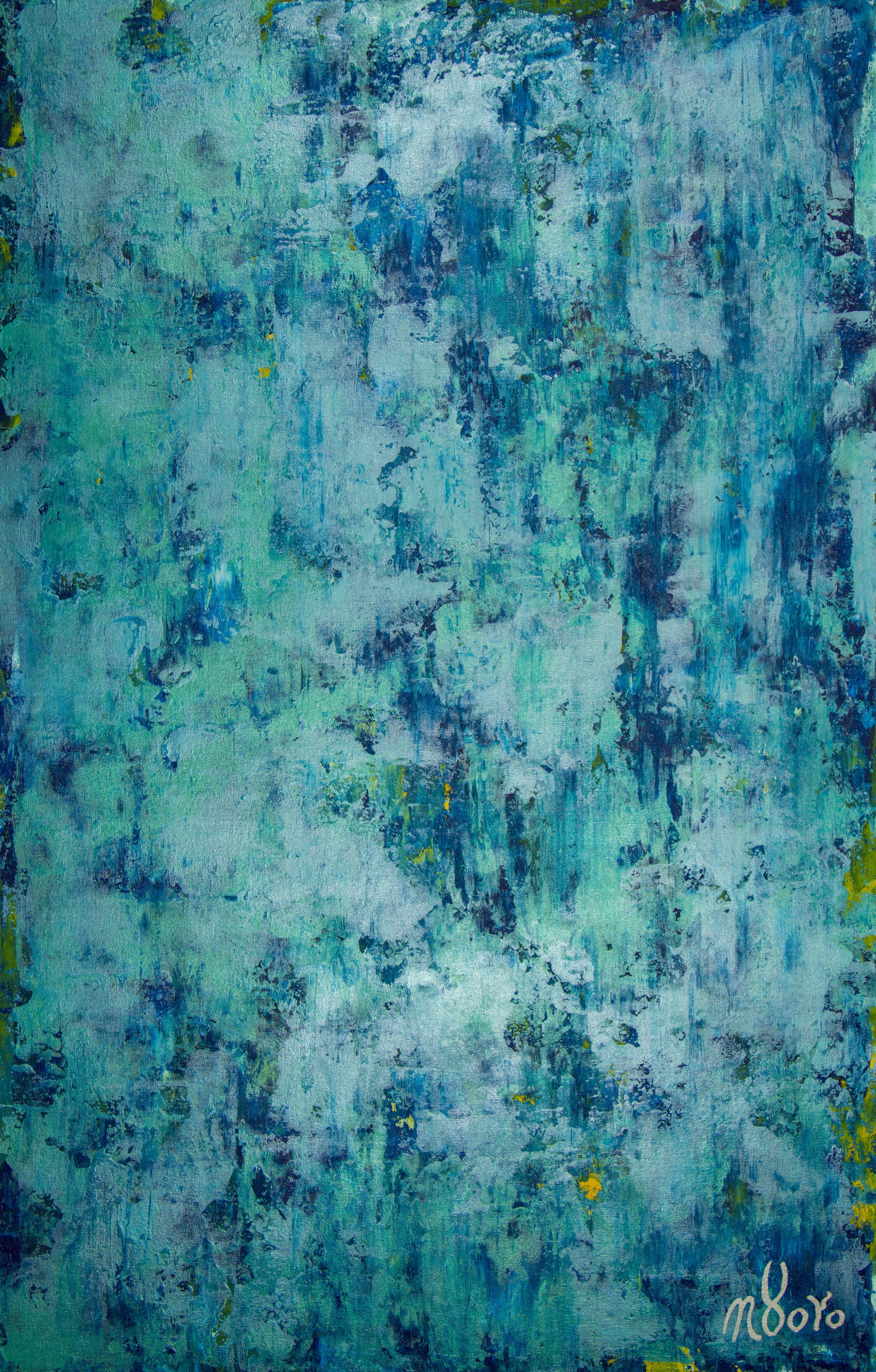 Nestor Toro Abstract Painting – Der tiefste Ozean (Türkis-Spiegel), Gemälde, Acryl auf Leinwand