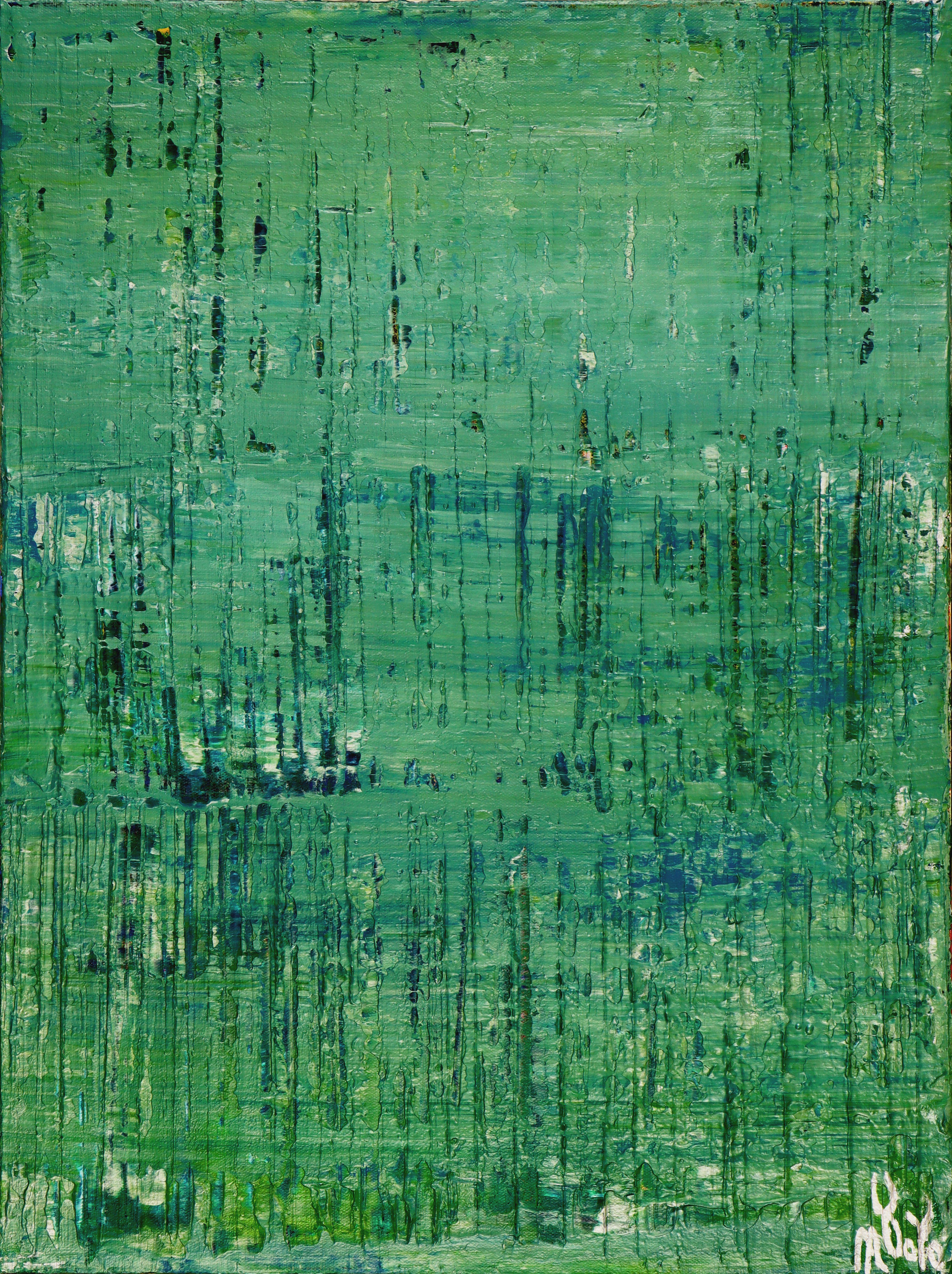 Nestor Toro Abstract Painting – Die grüne Equation, Gemälde, Acryl auf Leinwand