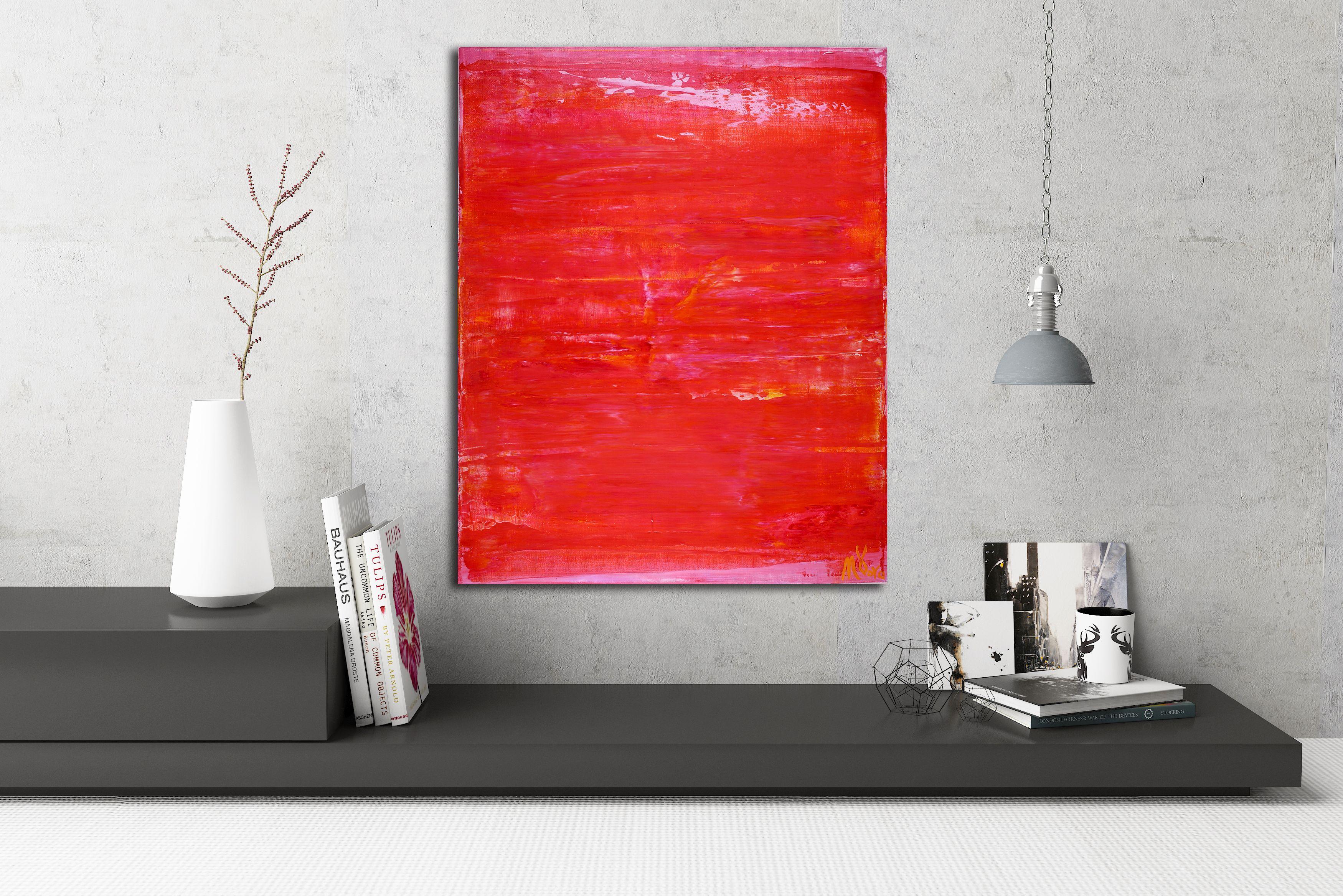 L'orizzonte, Pittura, Acrilico su tela - Abstract Painting Rosso di Nestor Toro