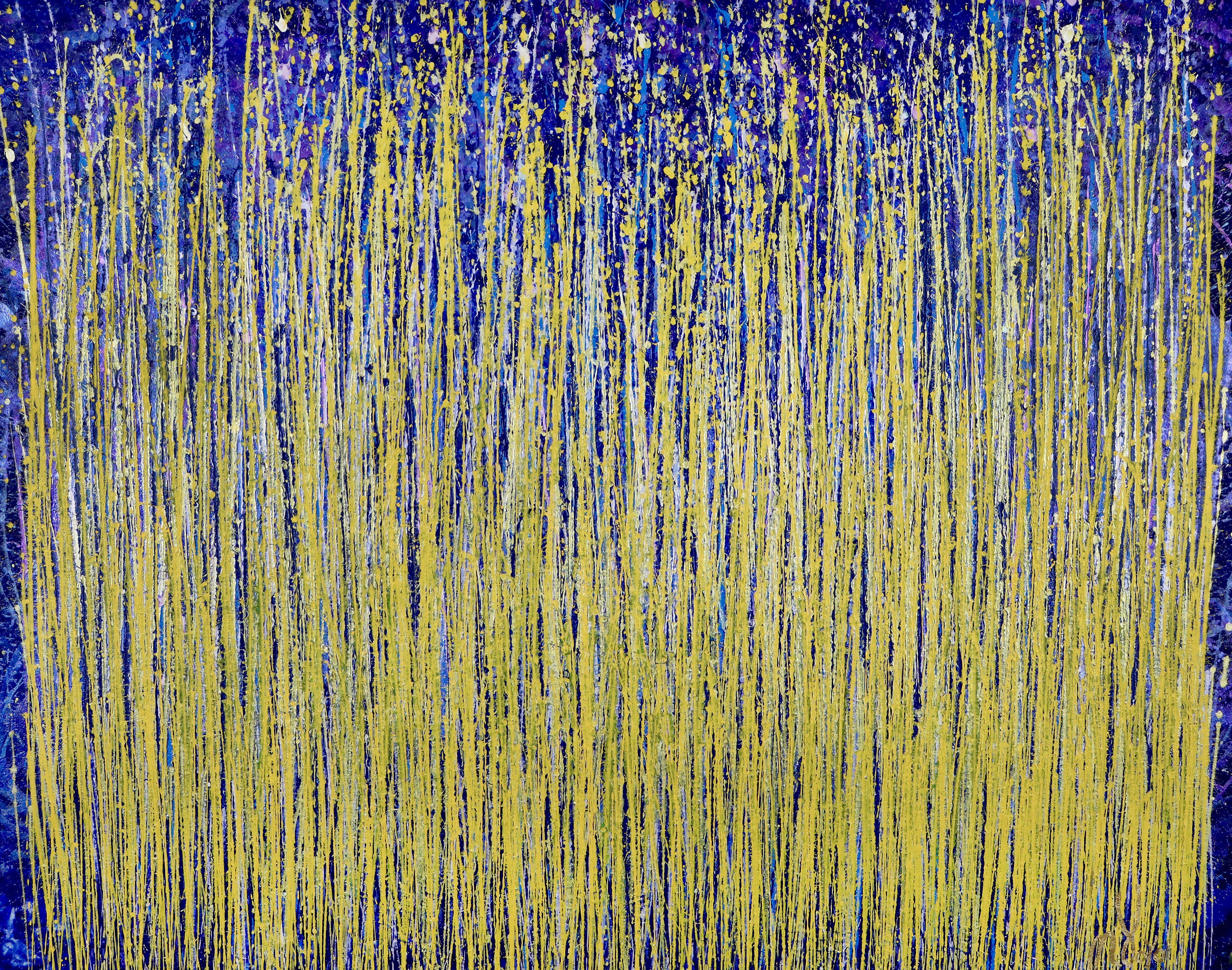 Nestor Toro Abstract Painting - Thunder silhouettes (Golden Spectra) 2, Painting, Acrylic on Canvas