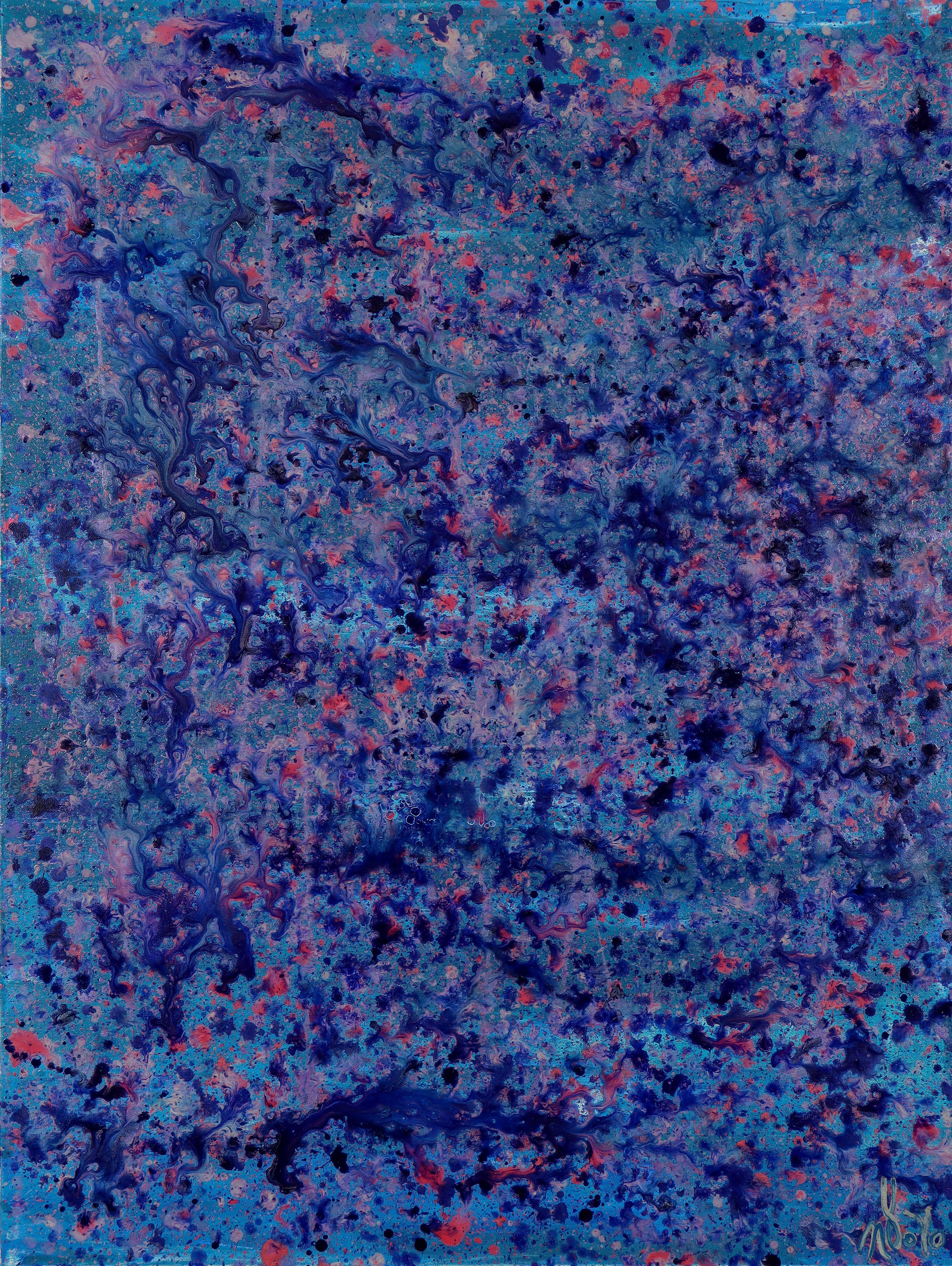 Abstract Painting Nestor Toro - Storm Torrential Purple Storm (A closer look) 3, peinture, acrylique sur toile