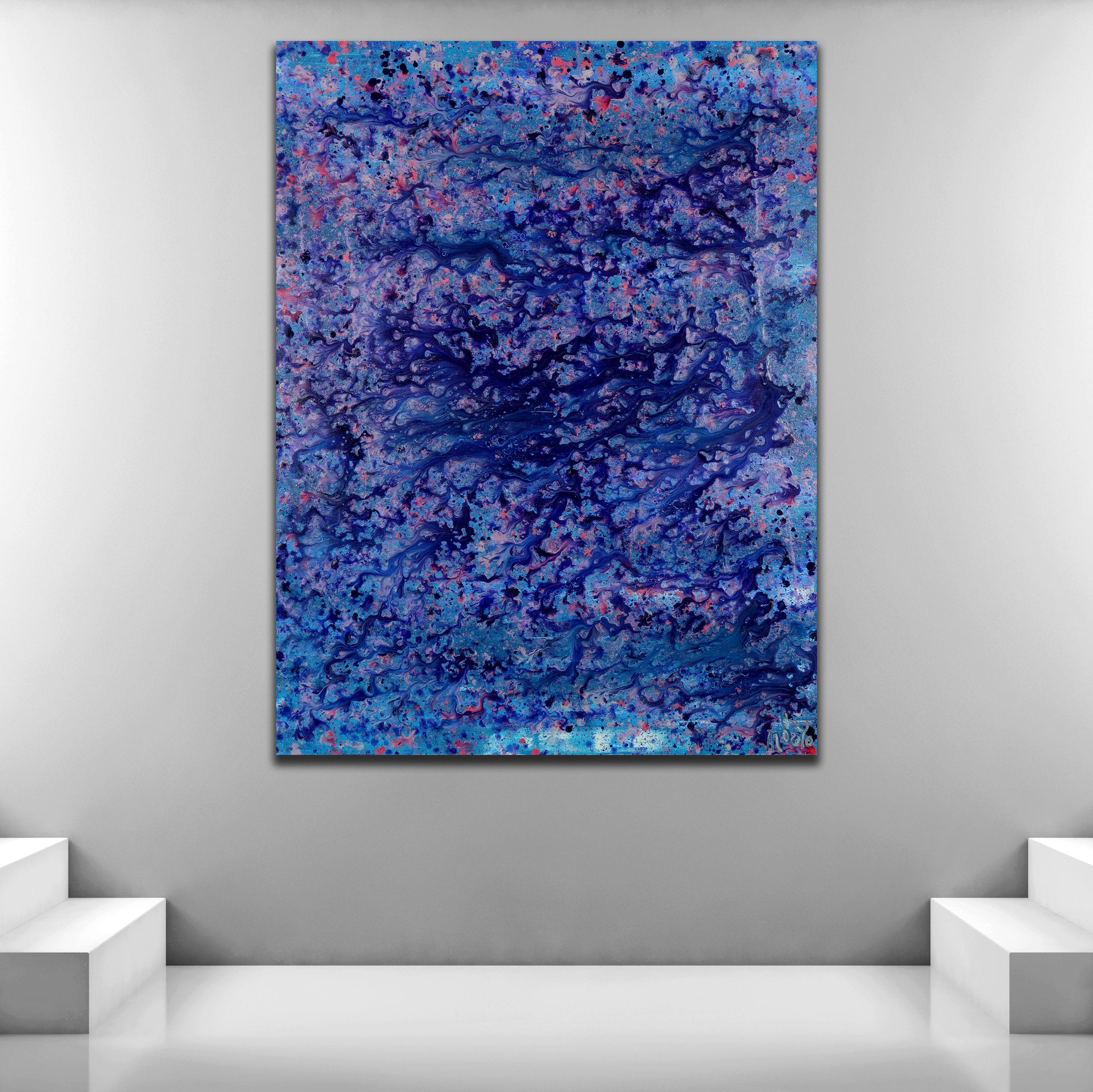 Torrential purple storm (A closer look) 4, Painting, Acrylic on Canvas - Blue Abstract Painting by Nestor Toro