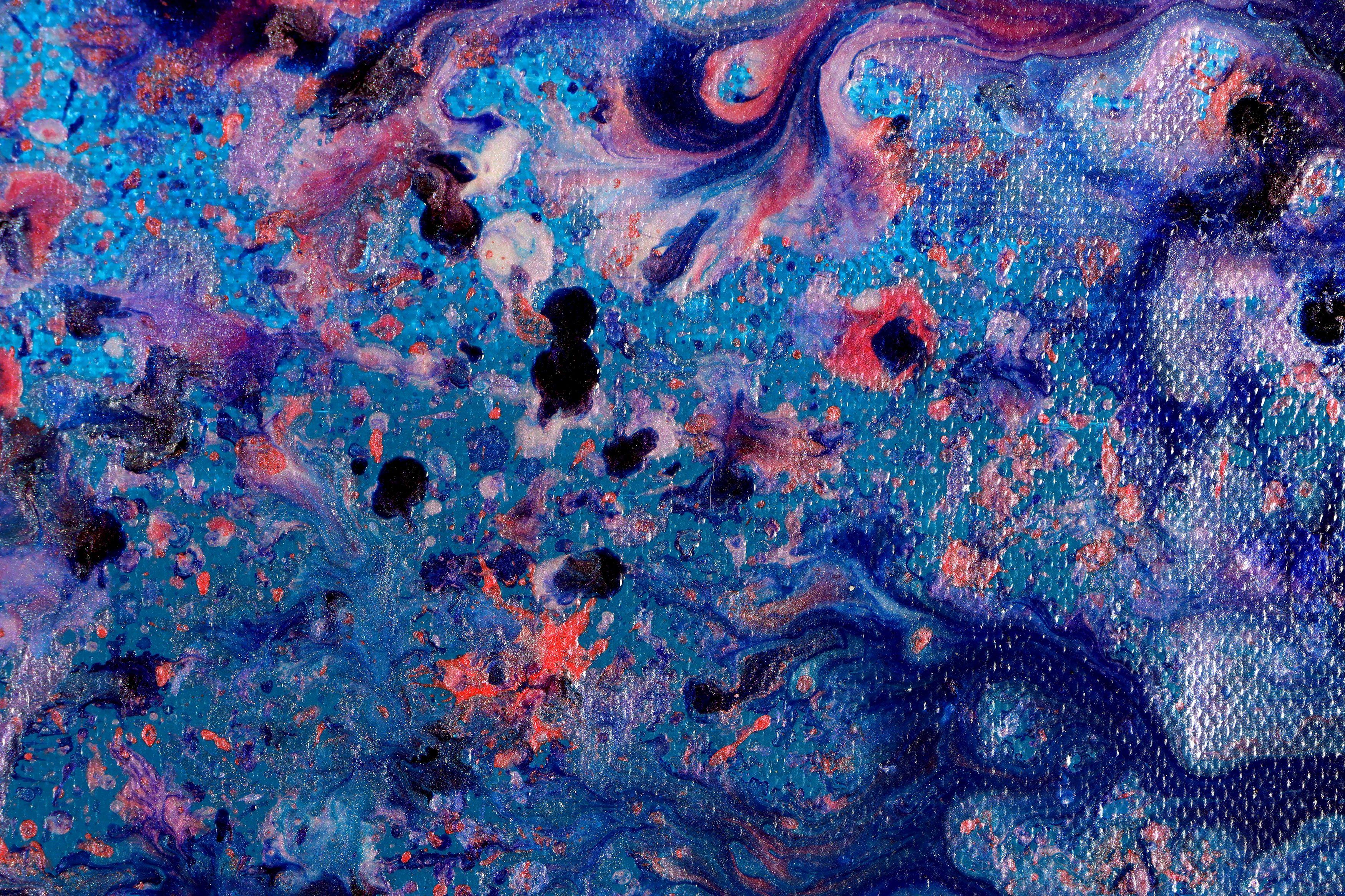 Torrential purple storm (Ein näherer Blick) 4, Gemälde, Acryl auf Leinwand (Blau), Abstract Painting, von Nestor Toro