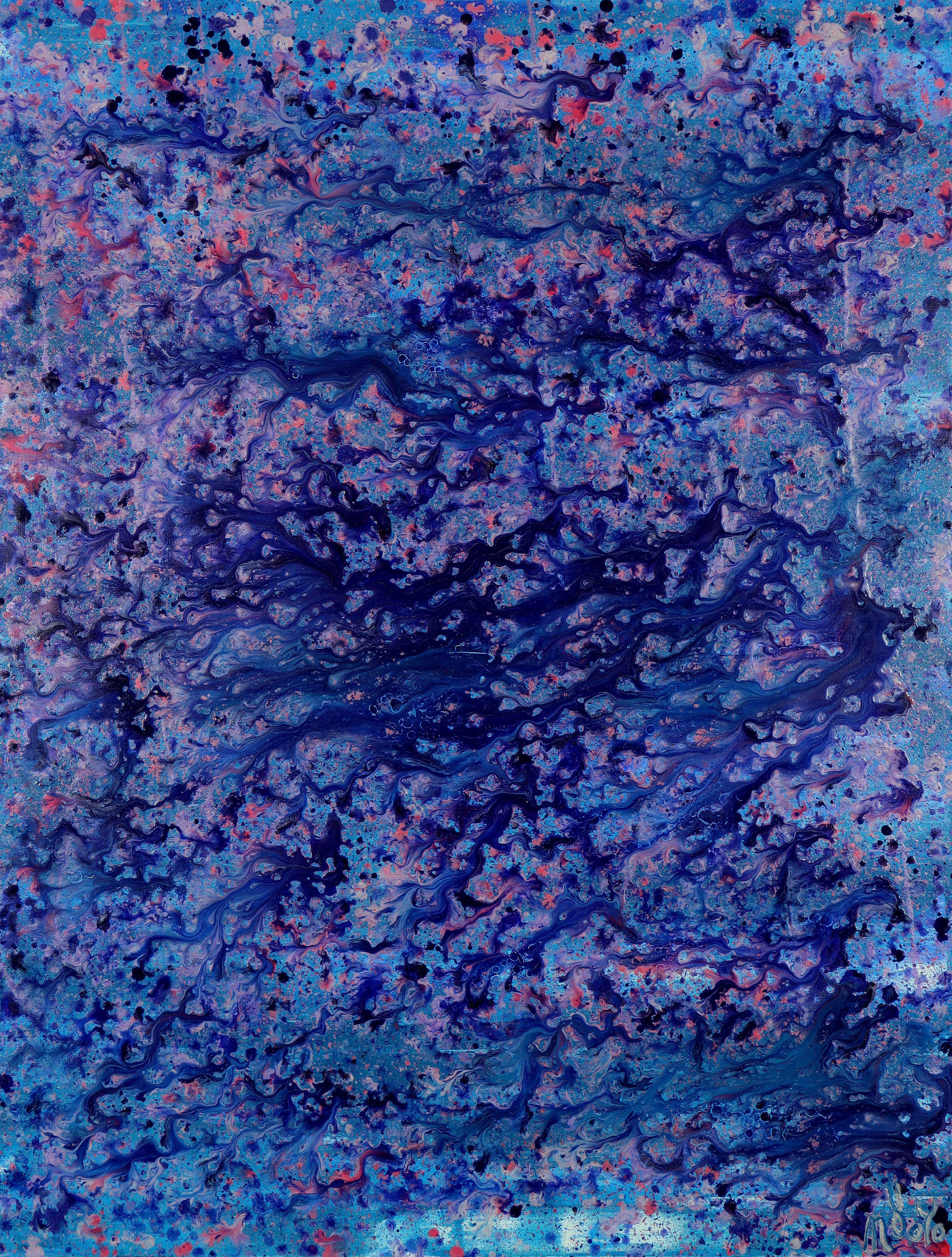 Nestor Toro Abstract Painting – Torrential purple storm (Ein näherer Blick) 4, Gemälde, Acryl auf Leinwand