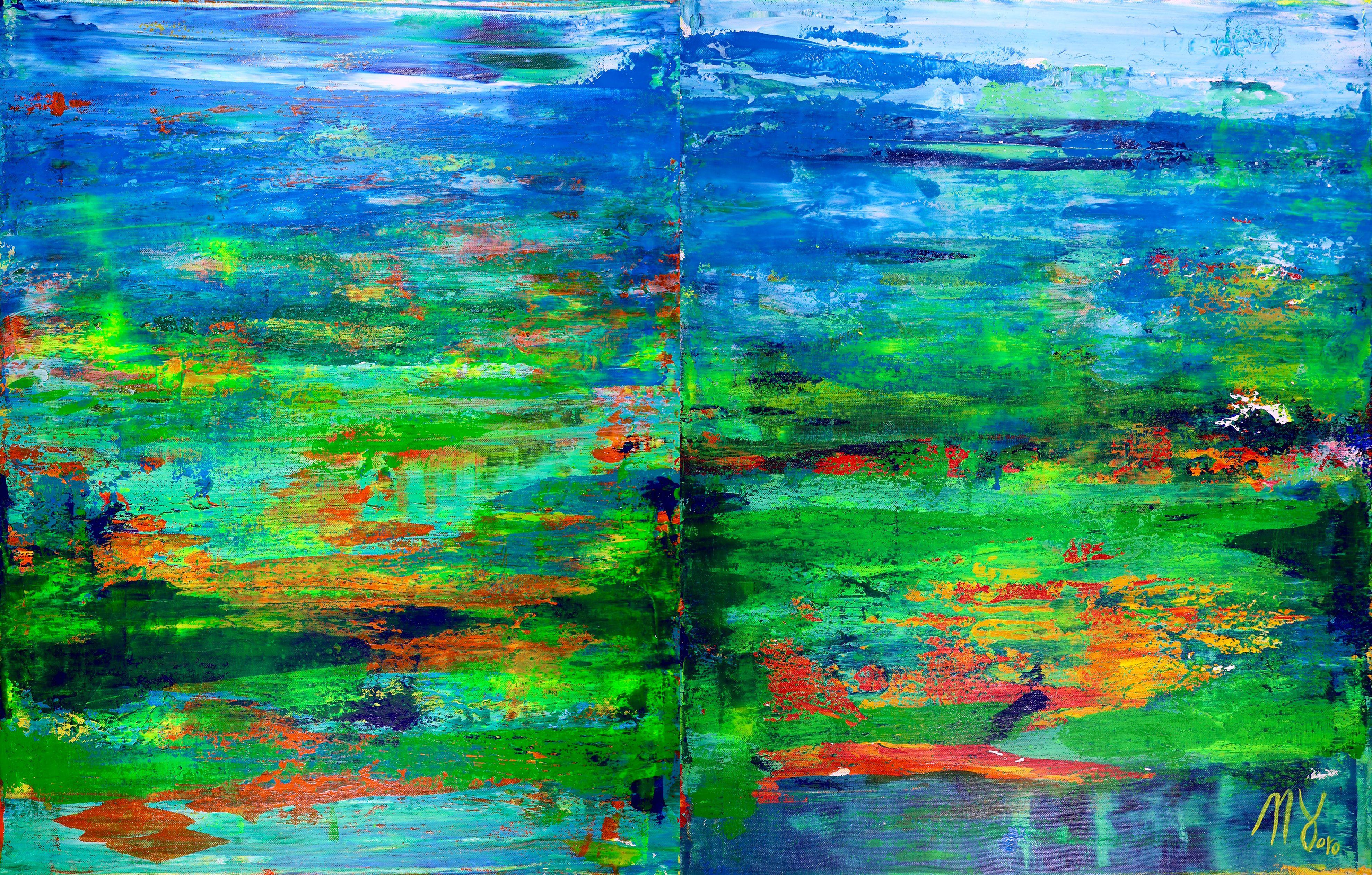 Abstract Painting di Nestor Toro - Campo tropicale, Pittura, Acrilico su tela