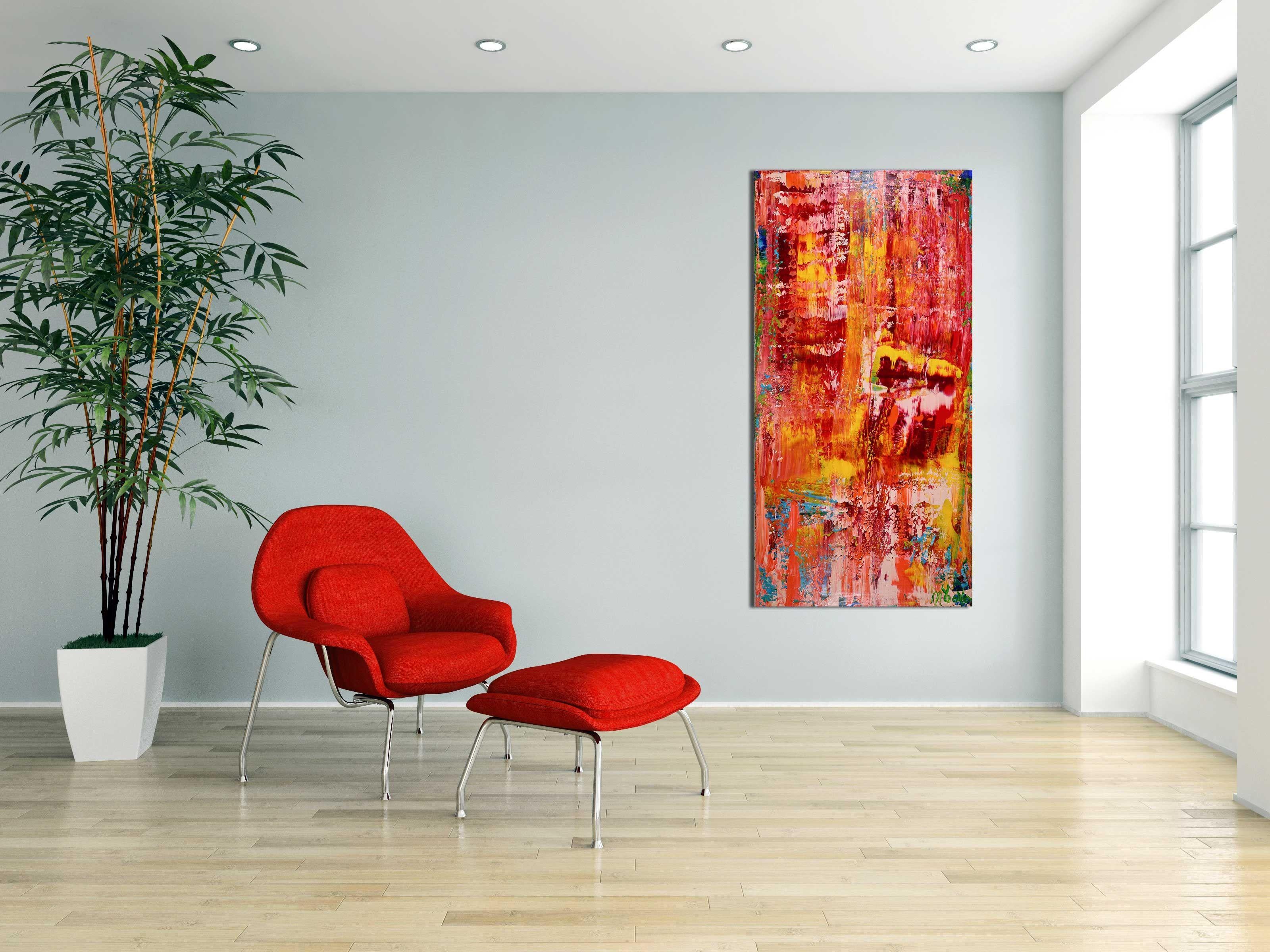 Panorama dei tropici, Pittura, Acrilico su tela - Abstract Painting Arancia di Nestor Toro