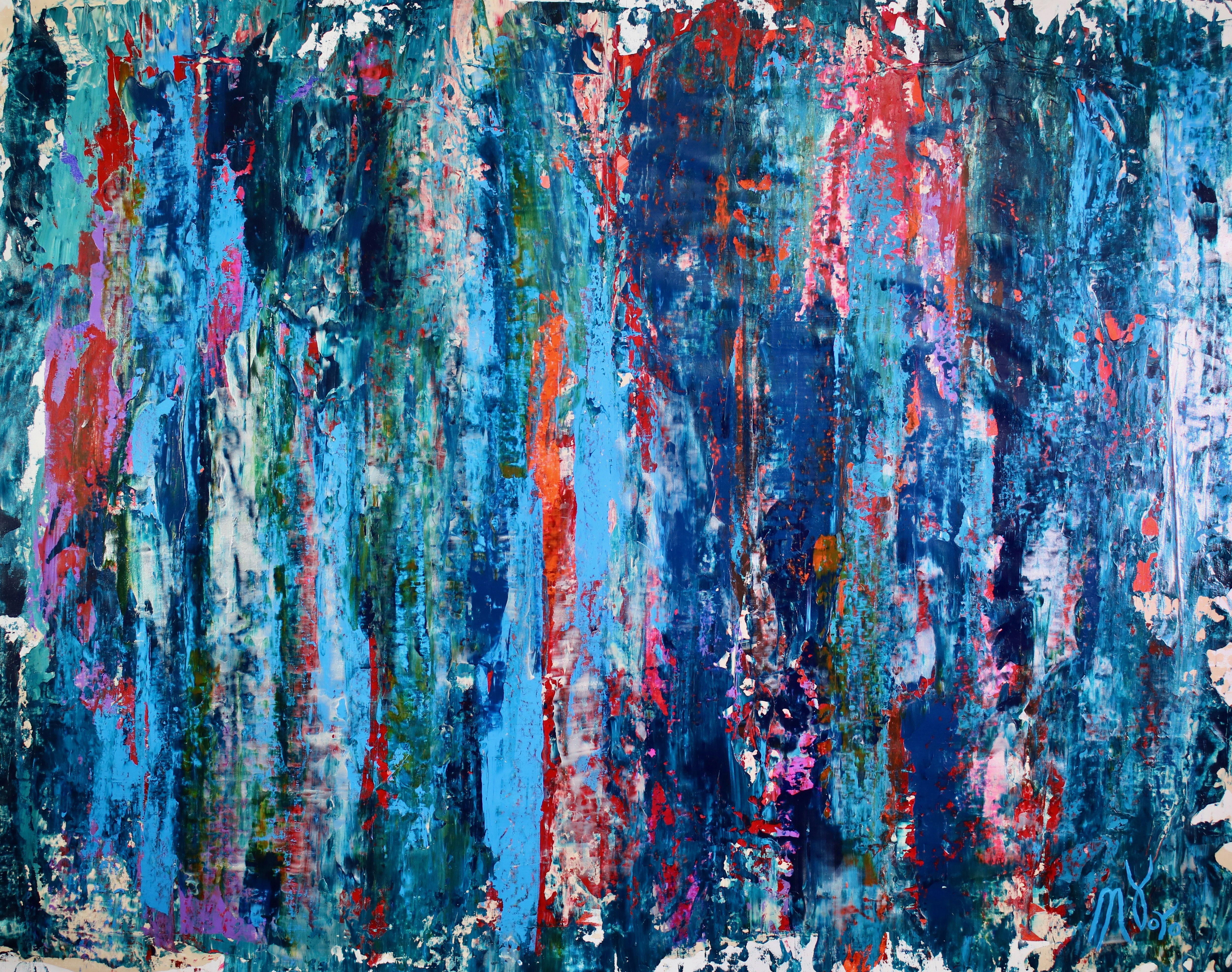 Abstract Painting di Nestor Toro - Tempesta notturna, Pittura, Acrilico su tela