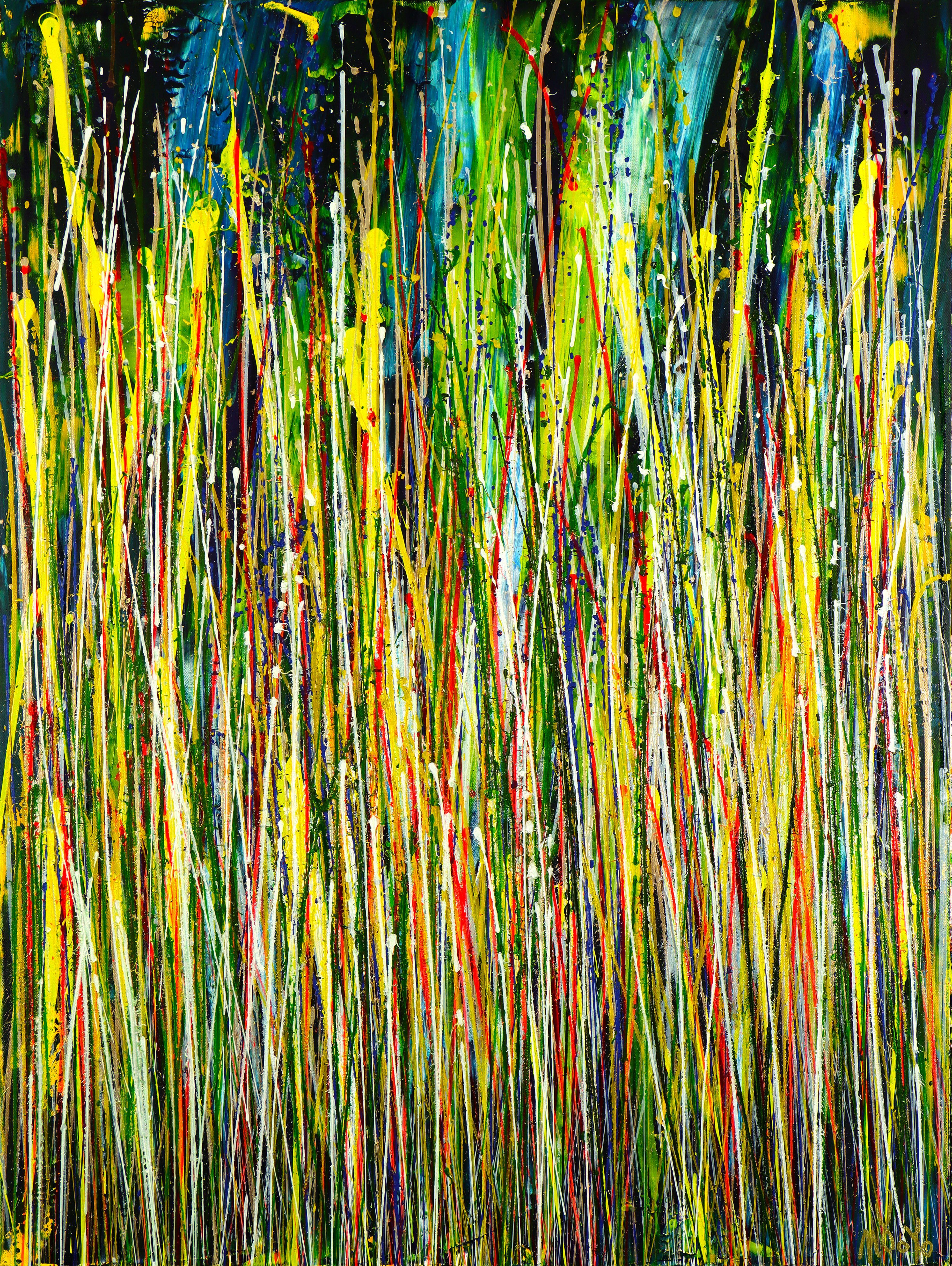 Nestor Toro Abstract Painting – Turning to Gold (Vertikales Spectra) 2, Gemälde, Acryl auf Leinwand